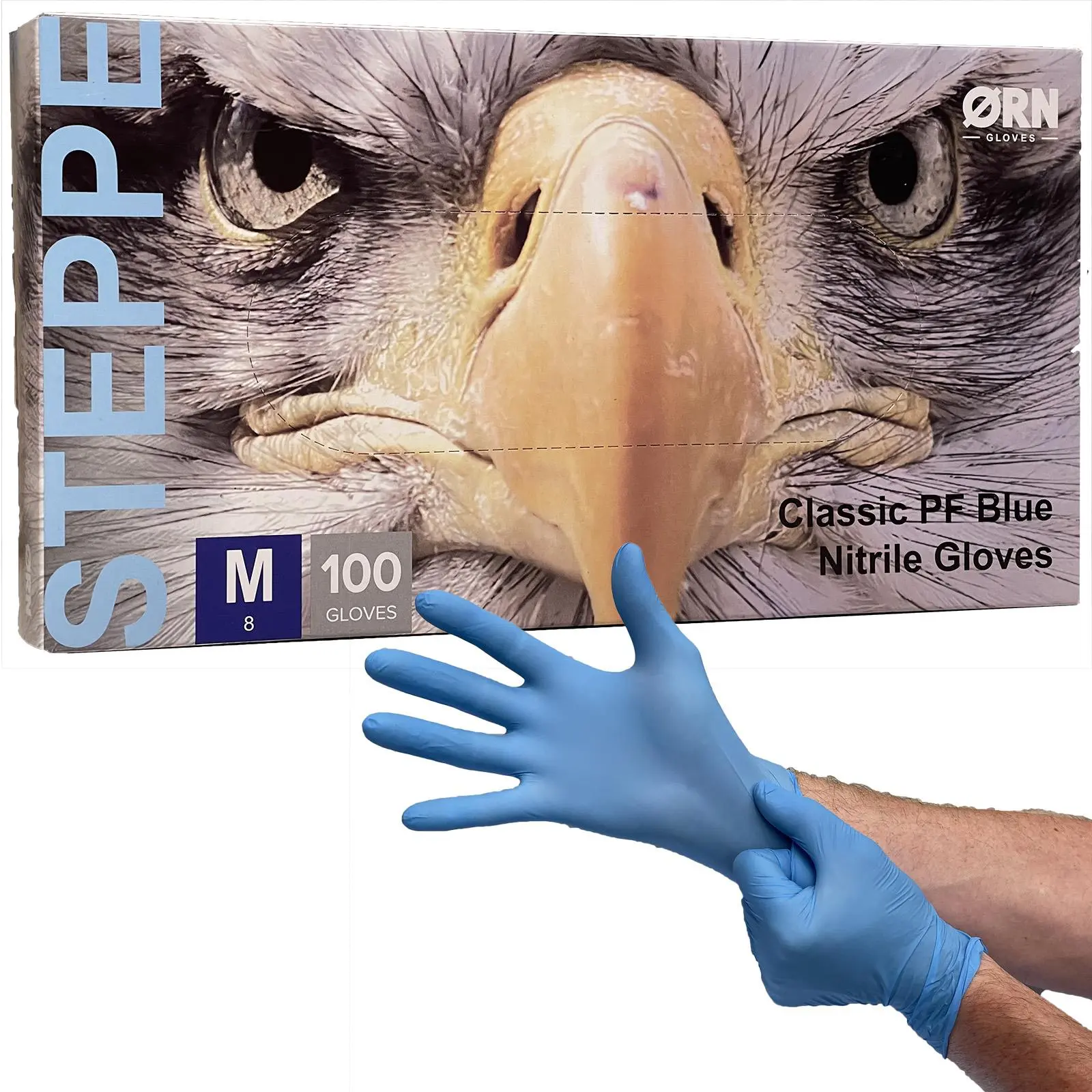 ORN Nitrile Disposable Gloves Steppe Classic Blue Powder Latex Free 100 Box - Choose Size - Image 4