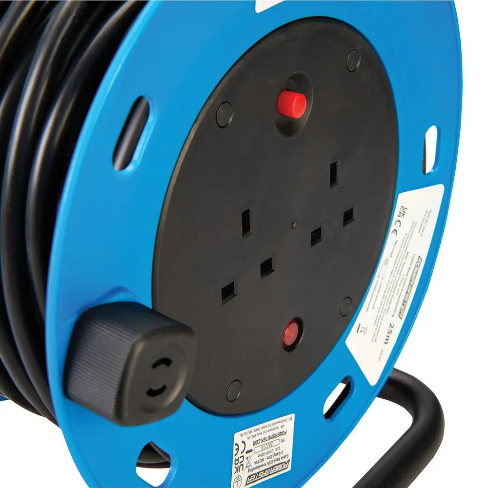 Powermaster Cable Reel Freestanding 13A 230V 2-Gang 25m 303754 - Image 7
