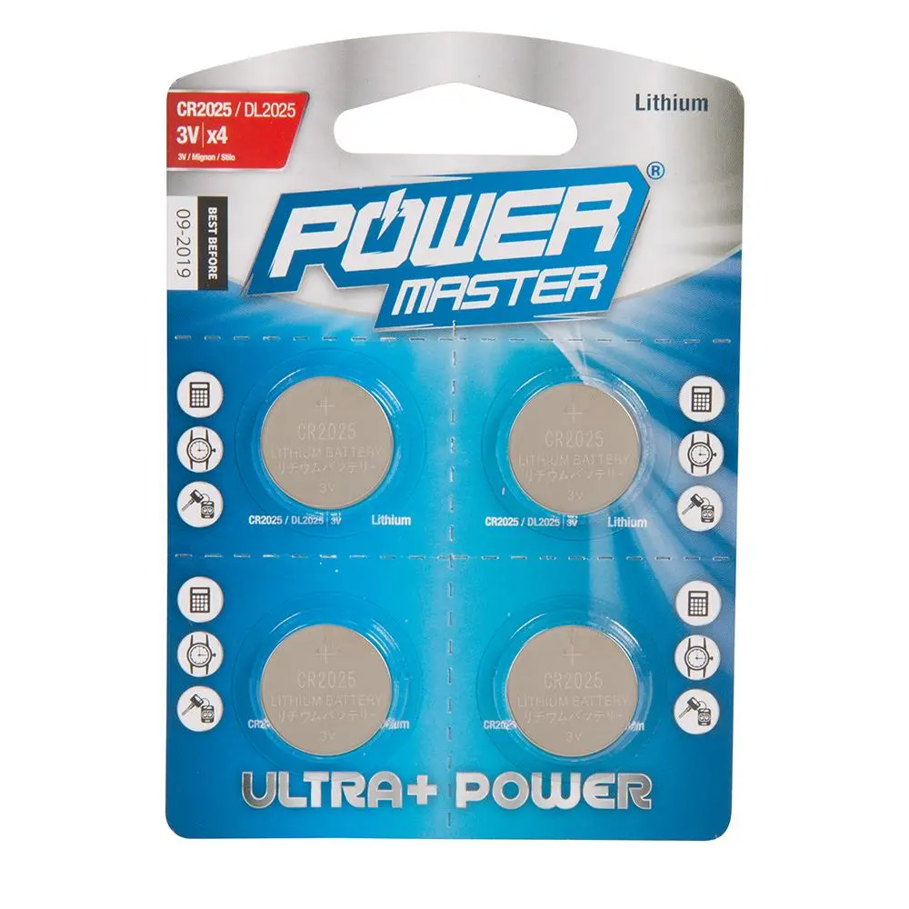 Powermaster Lithium Button Cell Battery CR2025 4pk 458775 - Image 2