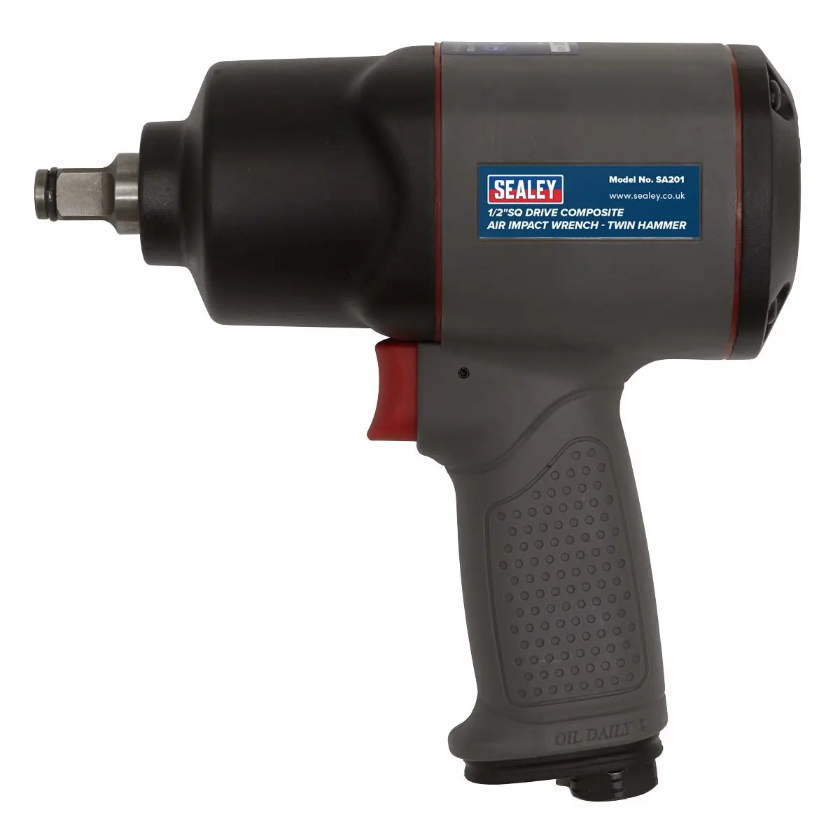 Sealey Air Impact Wrench 1/2" Drive Composite Twin Hammer Wheel Buzz Gun 610Nm - Image 4