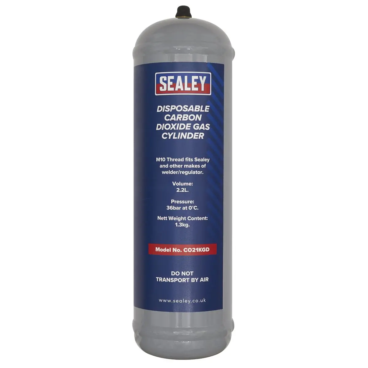 Sealey 1.3kg Disposable Carbon Dioxide Gas Cylinder - Image 2