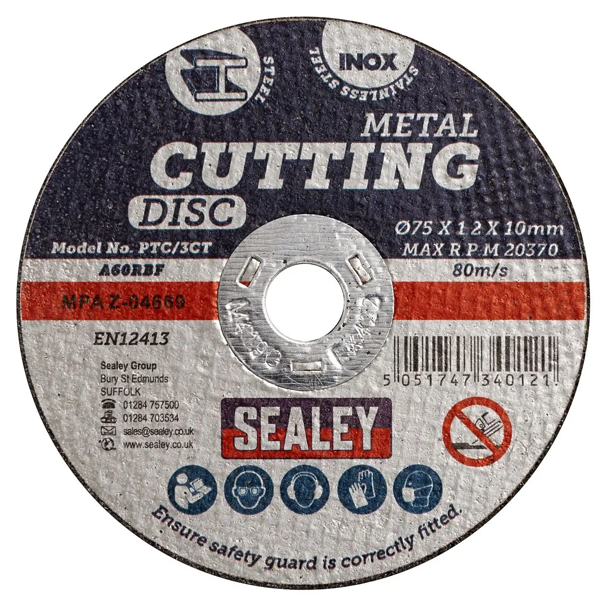 Sealey 10 Pack 75 x 1.2mm Extra Thin Metal Cutting Discs 10mm Bore - Image 2
