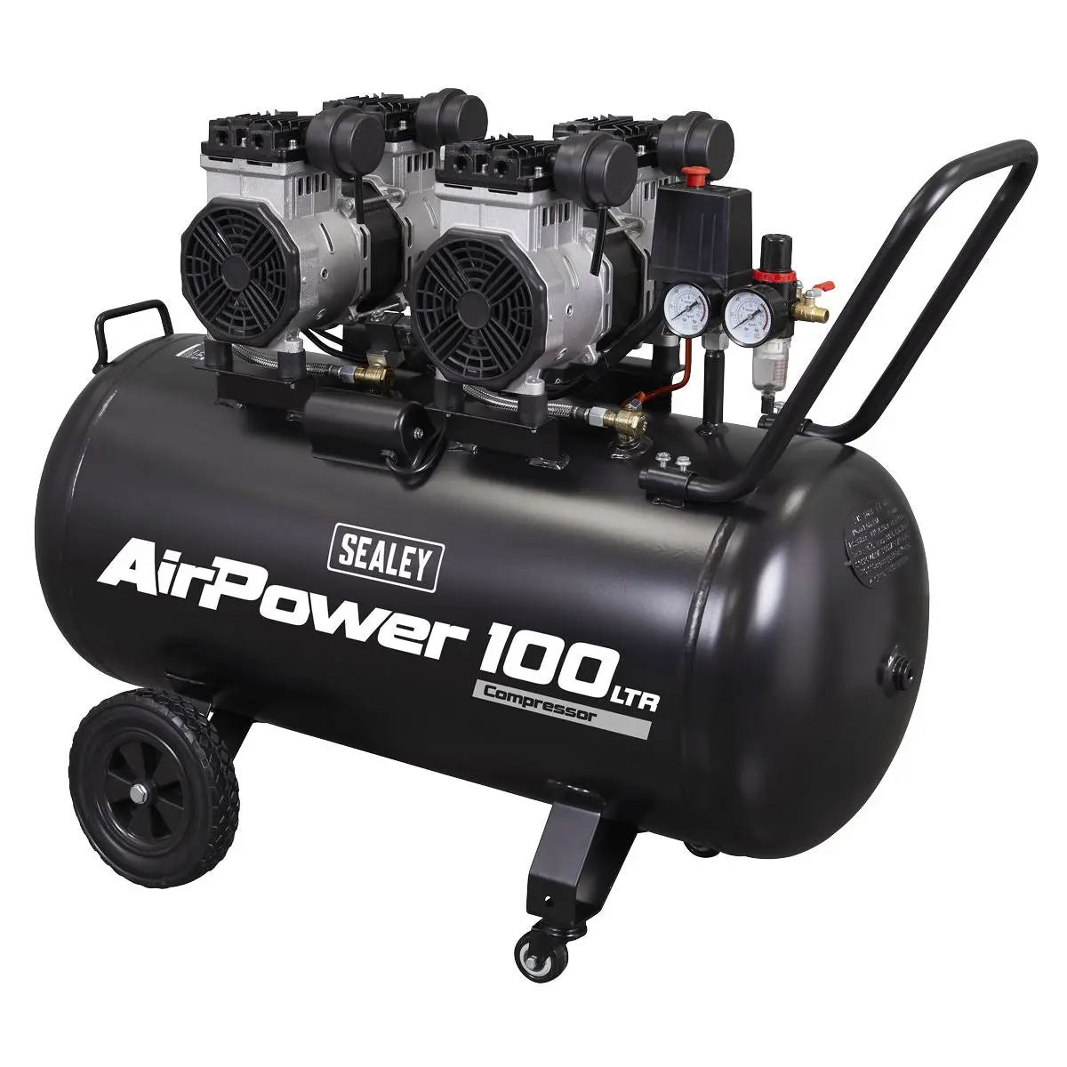 Sealey 100L Oil Free Low Noise Direct Drive Air Compressor 2 x 2hp - Image 9