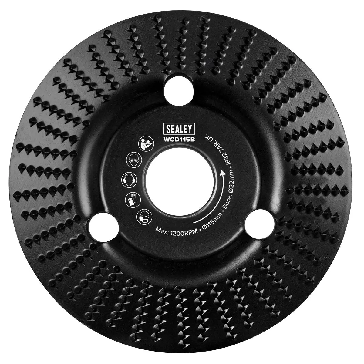 Sealey 115mm Bevel Shape Wood Carving Disc 22mm Bore - Image 6