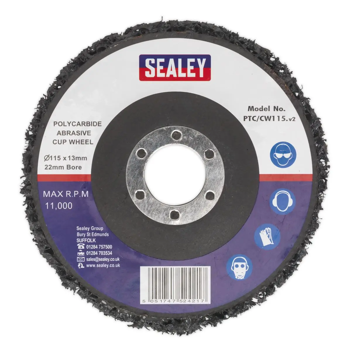 Sealey 115mm Polycarbide Abrasive Cup Wheel Paint Rust Removal Angle Grinder - Image 4