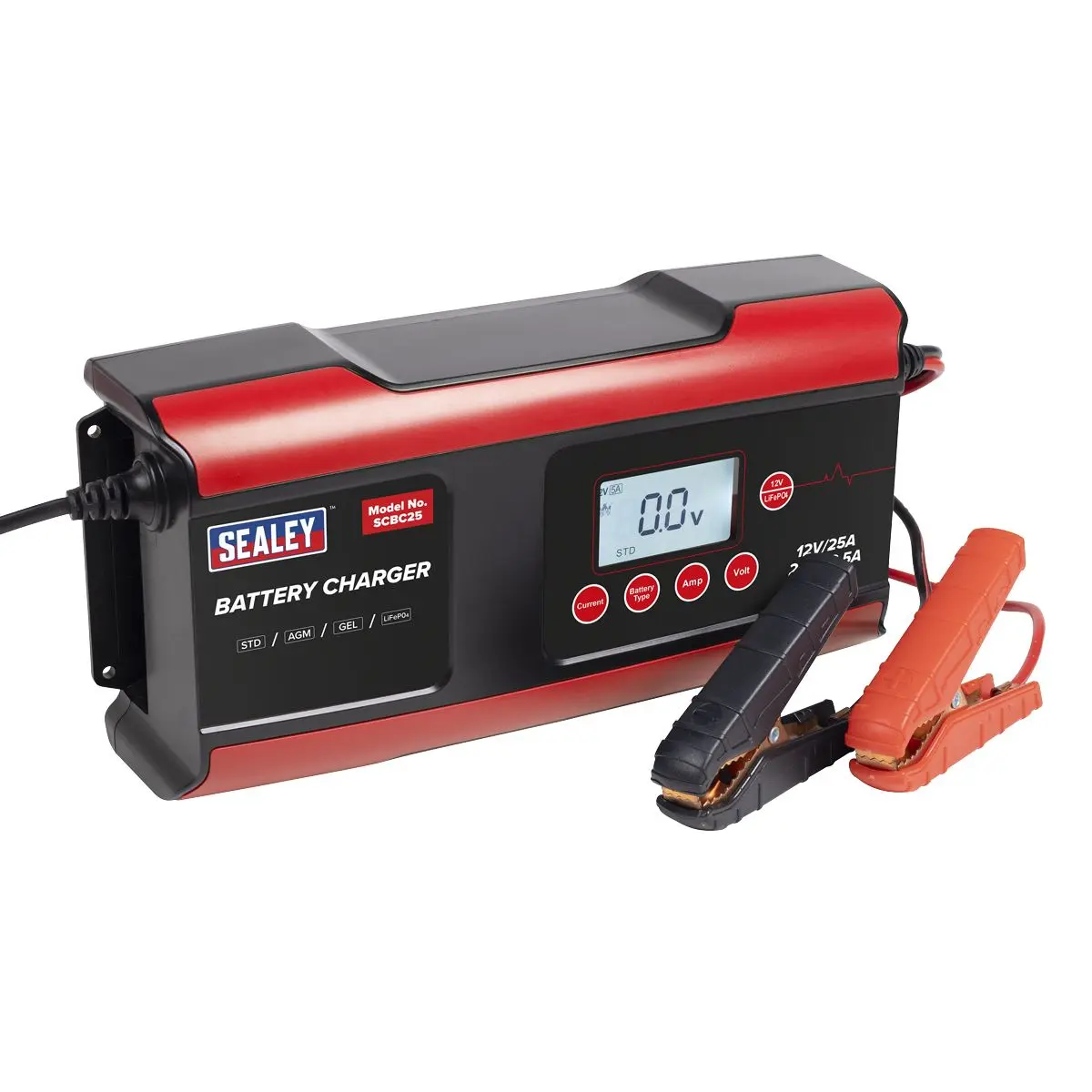 Sealey 12/24V Compact Smart Battery Charger and Maintainer 25A - Image 2