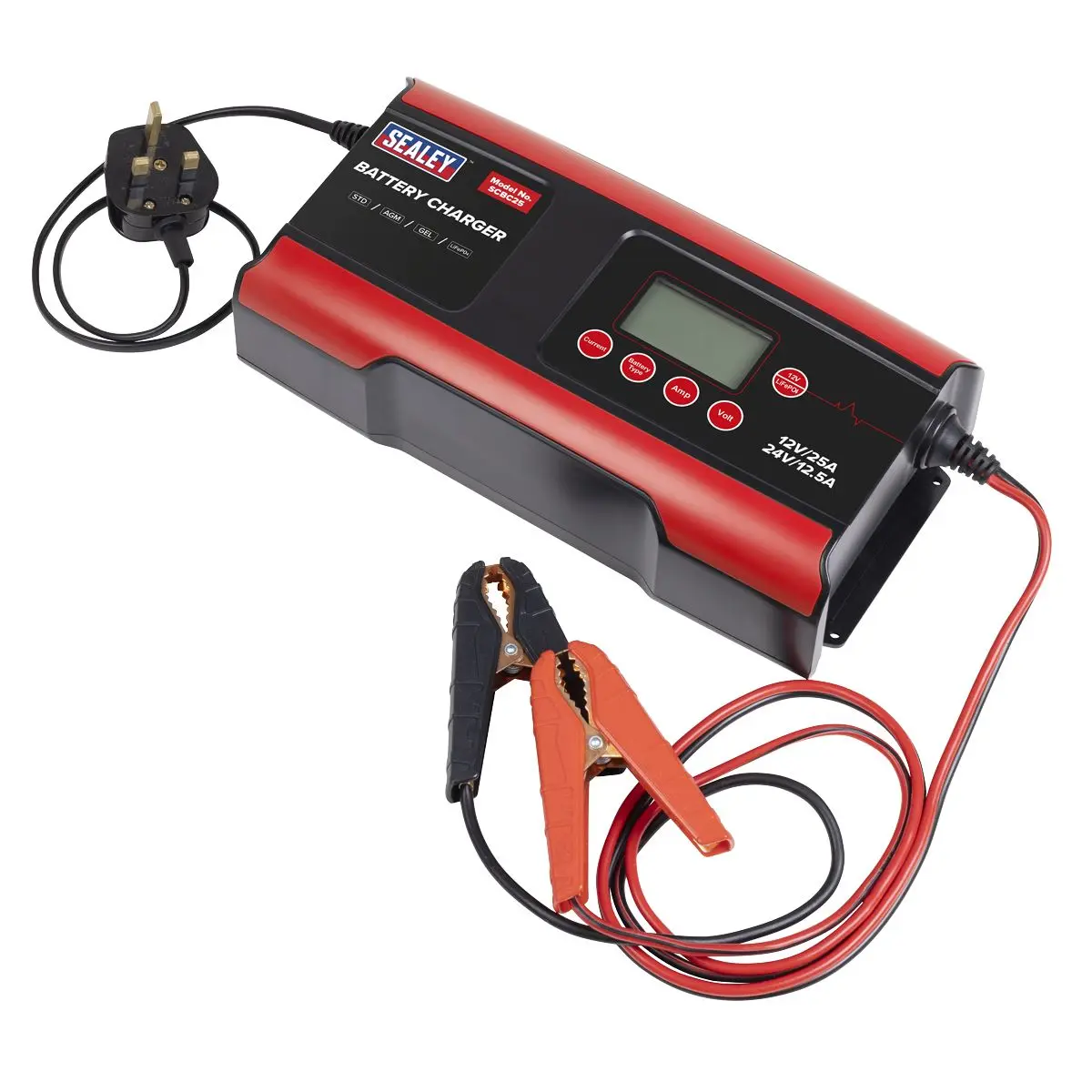 Sealey 12/24V Compact Smart Battery Charger and Maintainer 25A - Image 3