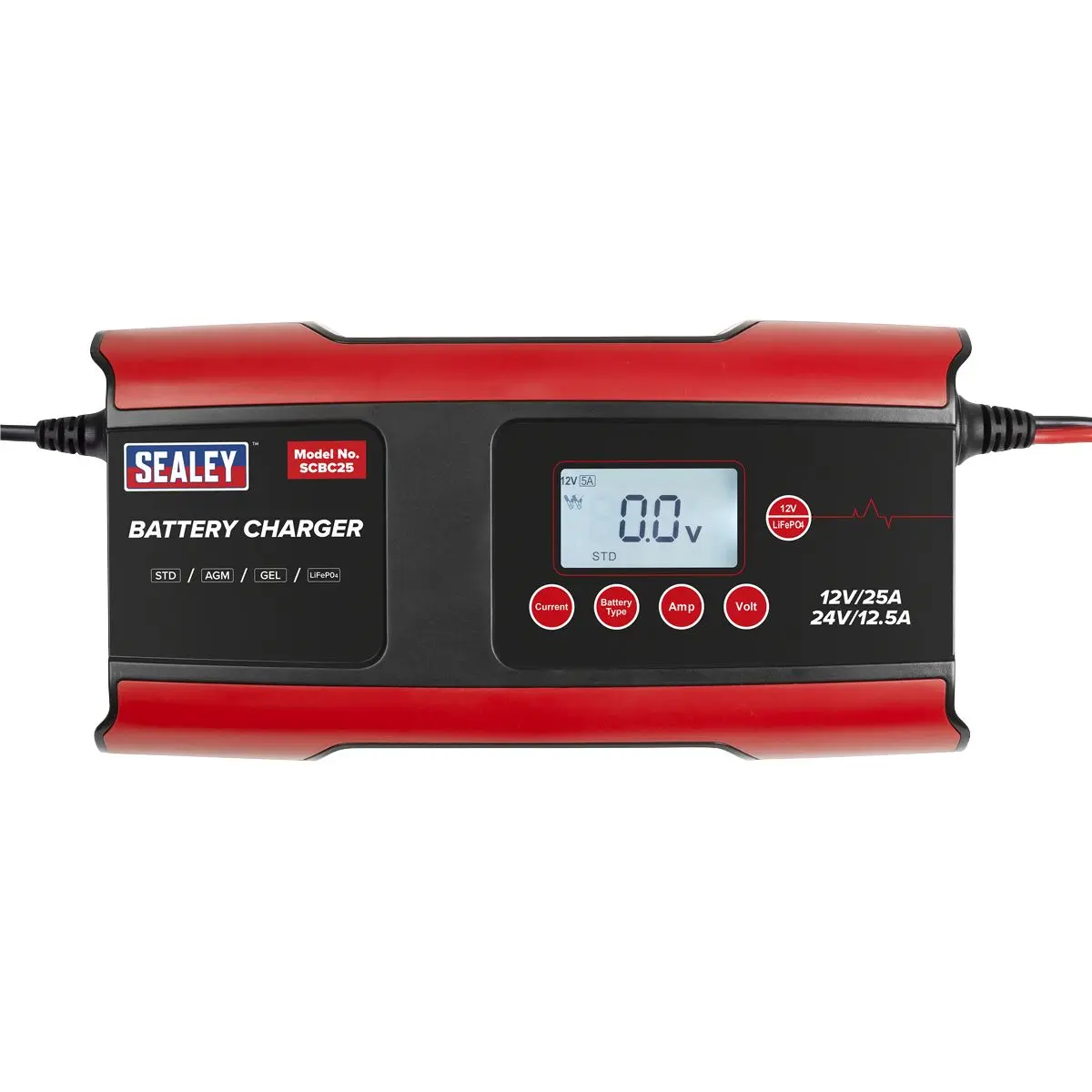 Sealey 12/24V Compact Smart Battery Charger and Maintainer 25A - Image 4