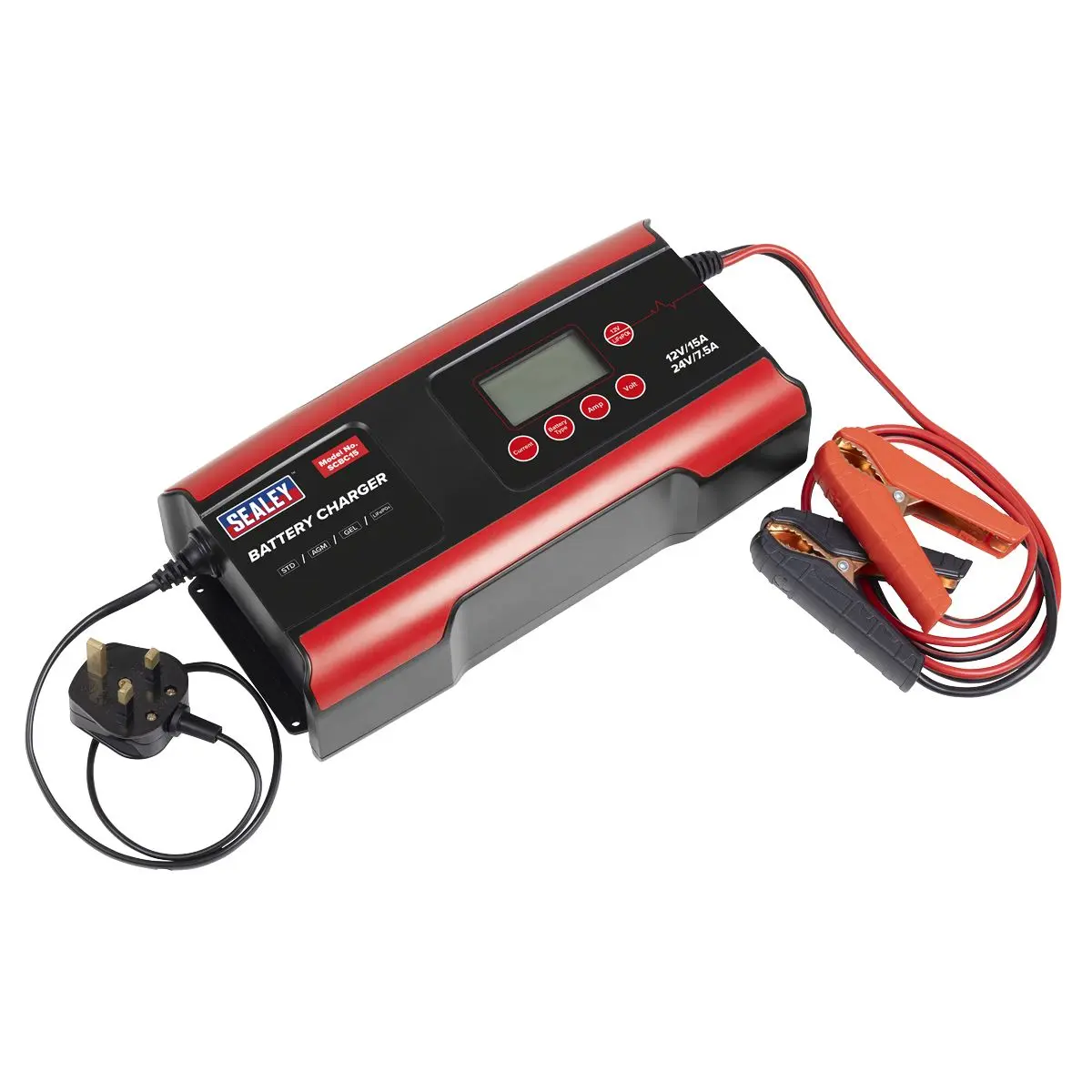 Sealey 12/24V Compact Smart Battery Charger & Maintainer 15A