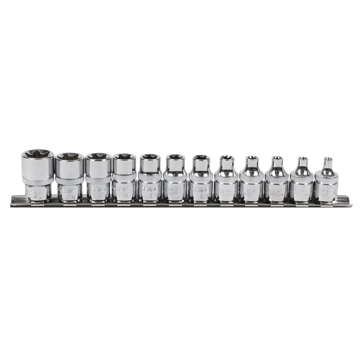 Sealey 12 Piece 3/8" Drive E4-E20 Trx-Star Socket Set on Socket Rail Torx - Image 4
