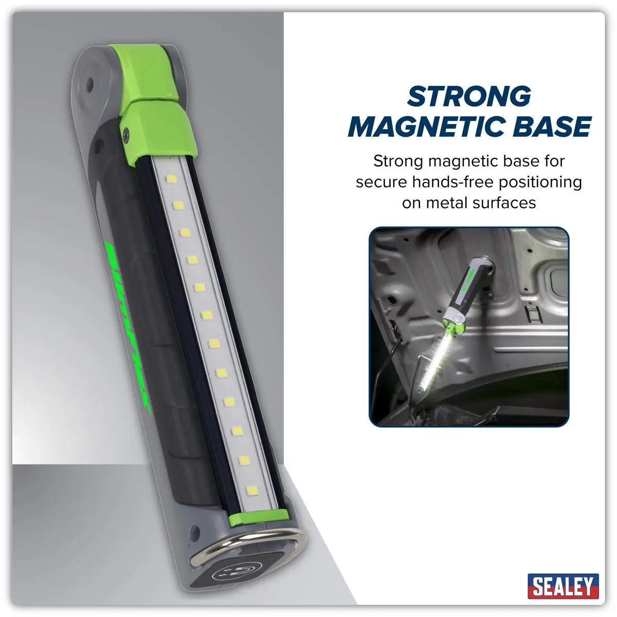 Sealey 12 SMD LED + 1W LED Rechargeable Slim Inspection Lamp Magnetic Base 400 Lumens - Image 23
