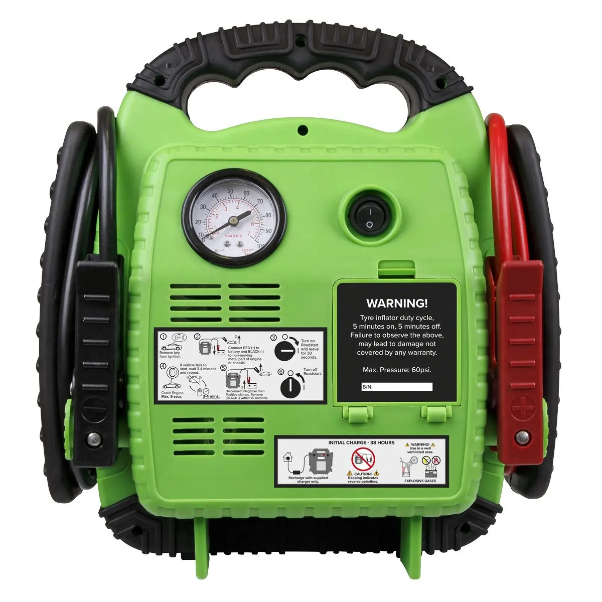 Sealey 12V RoadStart Emergency Power Pack 900 Peak Amps with Air Compressor Hi-Vis - Image 6