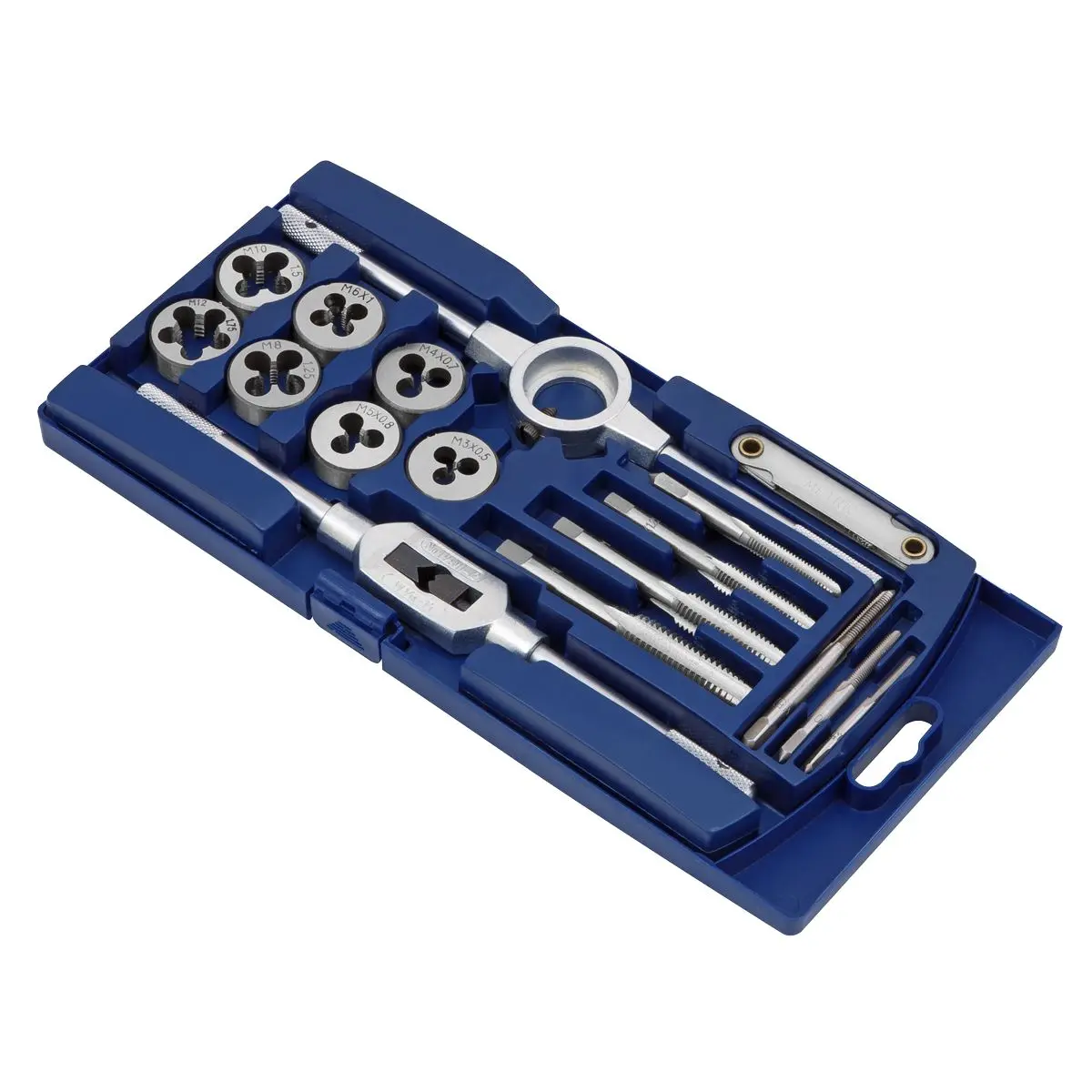 Sealey 17 Piece Metric Tap and Die Set M3-M12 Tap Wrench Die Holder Thread Gauge - Image 5