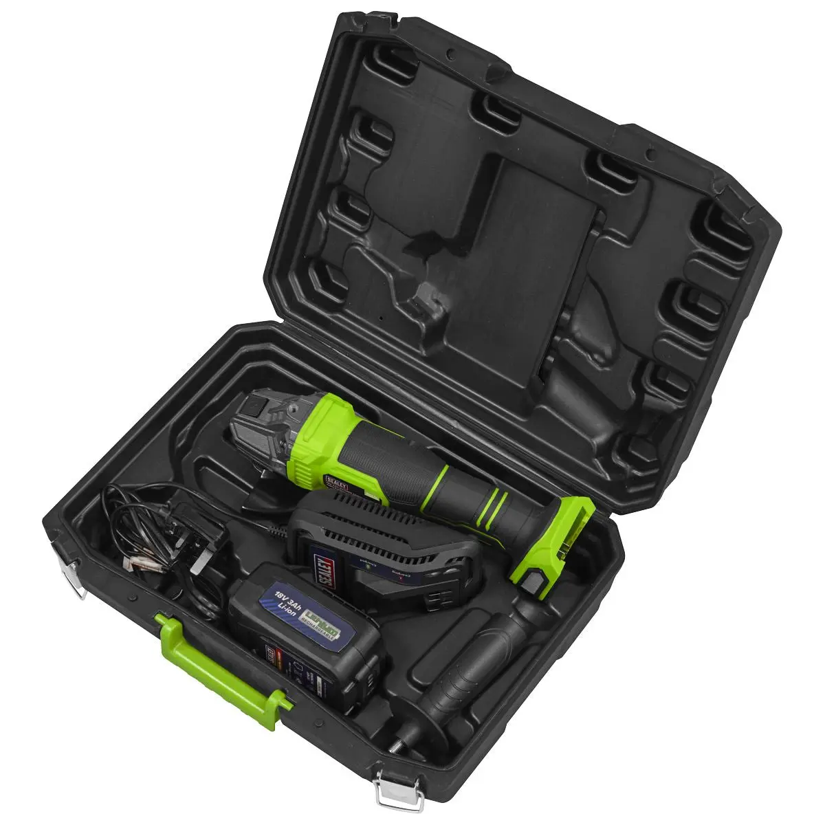 Sealey 18V 3Ah 115mm Cordless Angle Grinder - Green - Image 10