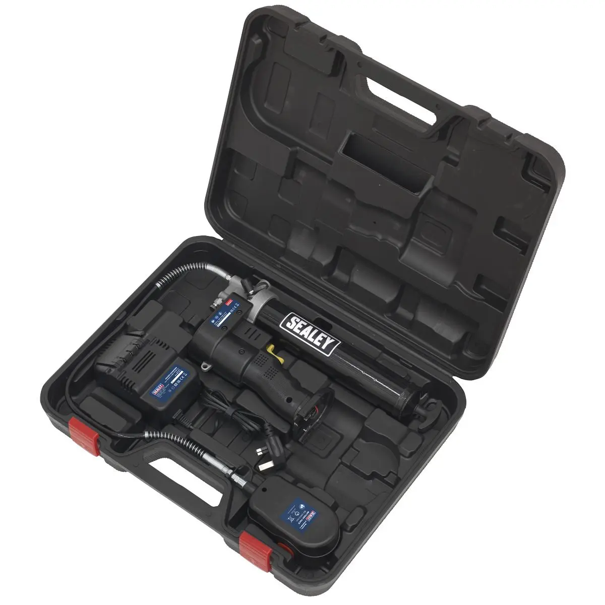 Sealey 18V Cordless Grease Gun 1.7Ah Battery and Mains Charger in Carry Case - Image 4