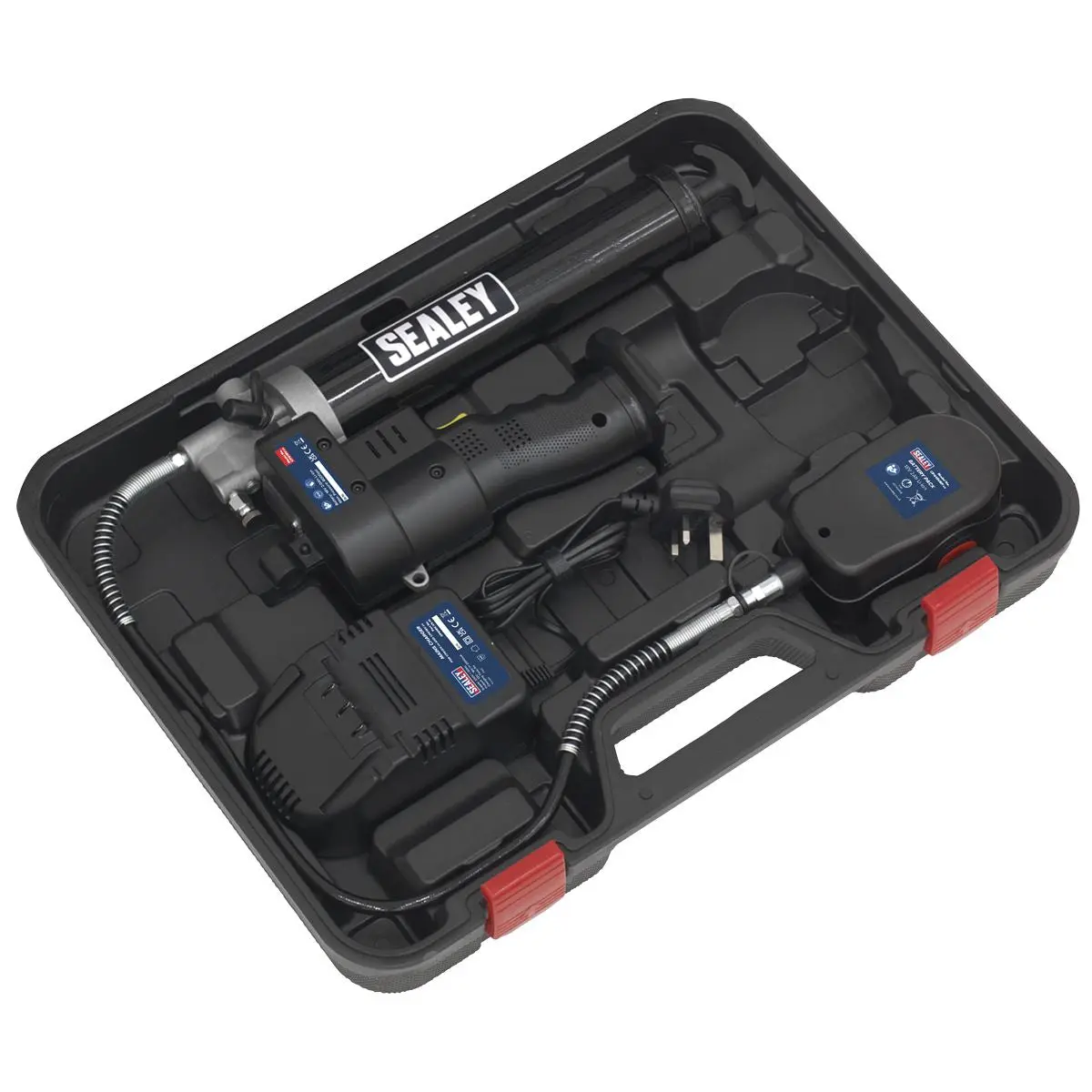 Sealey 18V Cordless Grease Gun 1.7Ah Battery and Mains Charger in Carry Case - Image 5