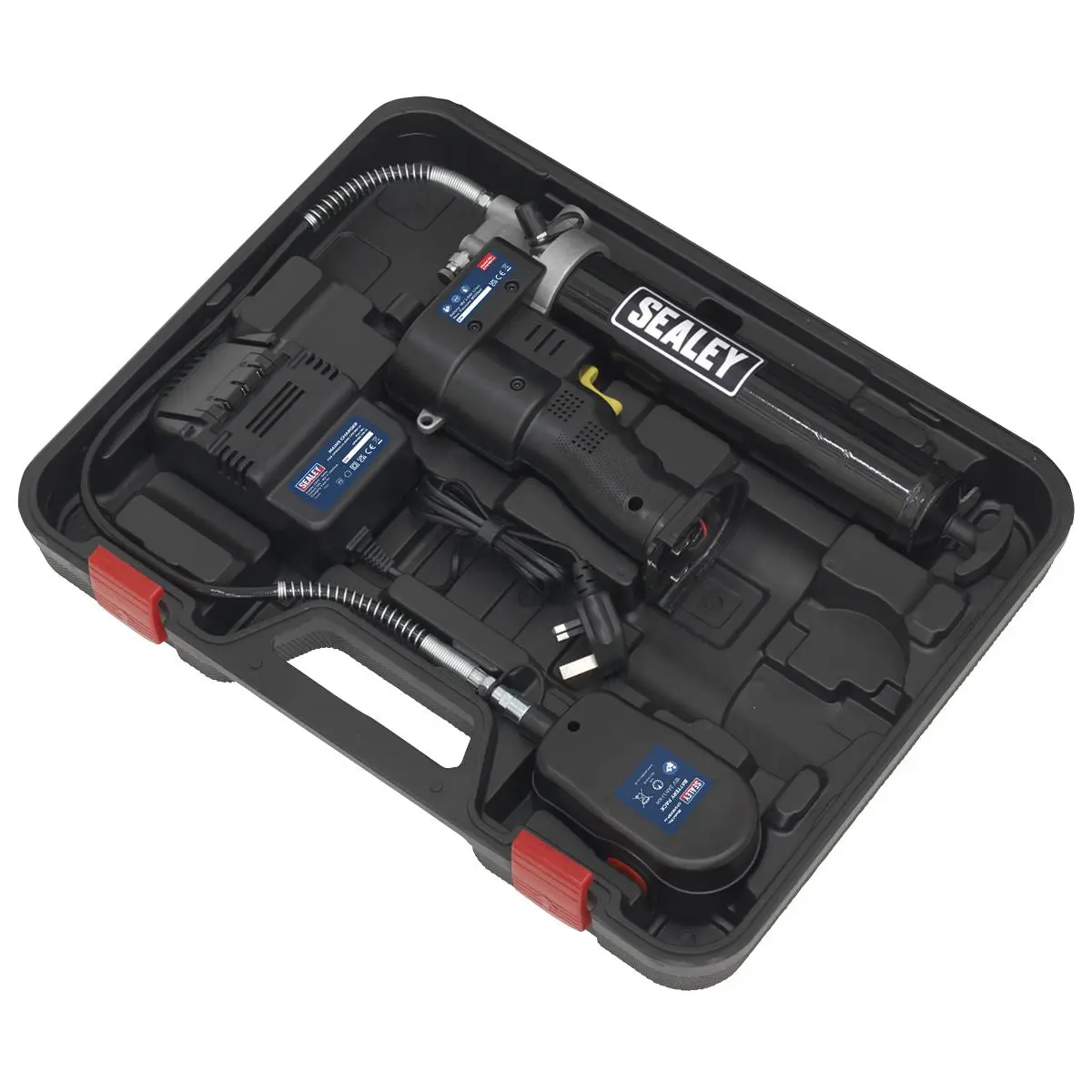 Sealey 18V Cordless Grease Gun 1.7Ah Battery and Mains Charger in Carry Case - Image 6