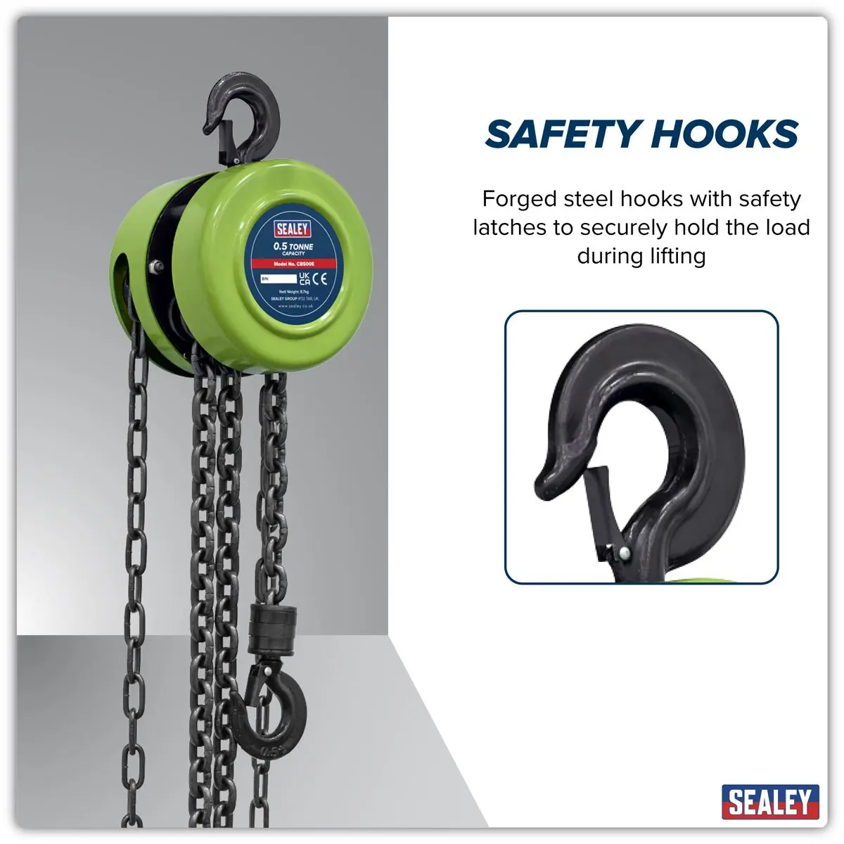 Sealey 2.5m Chain Block 0.5 Tonne - Image 2