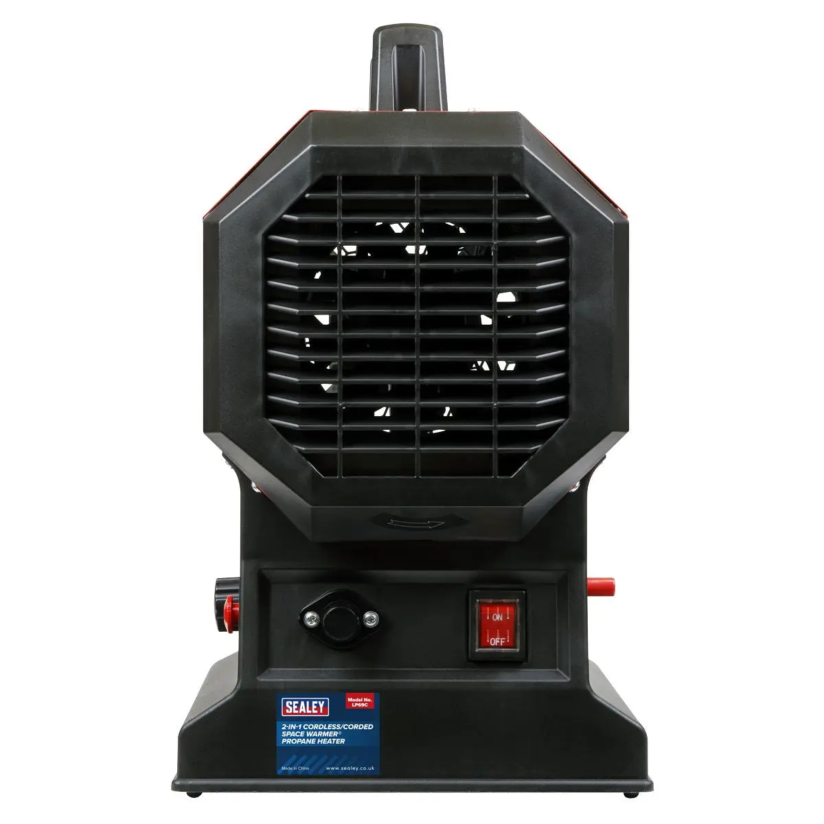 Sealey 230V Space Warmer® Propane Heater 30,000-68,000Btu/hr (9-20kW) with 20V 4Ah Kit - Image 7