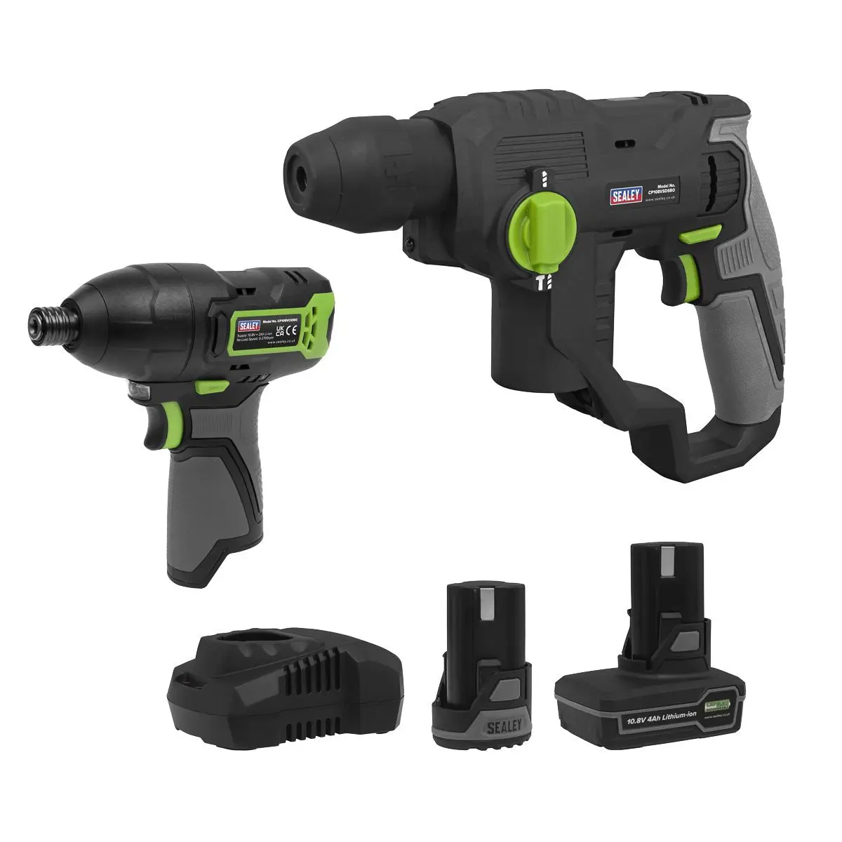 Sealey 2 x 10.8V SV10.8 Series Rotary Hammer Drill & Impact Driver Kit - Image 4