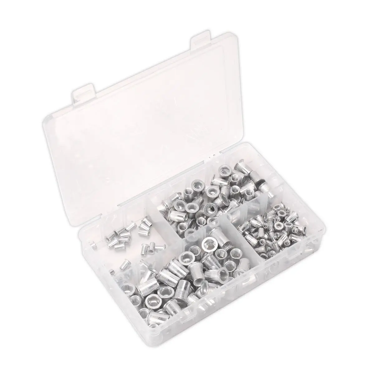 Sealey 200 Piece Splined Threaded Insert Rivet Nut Assortment M4-M8 Metric - Image 3