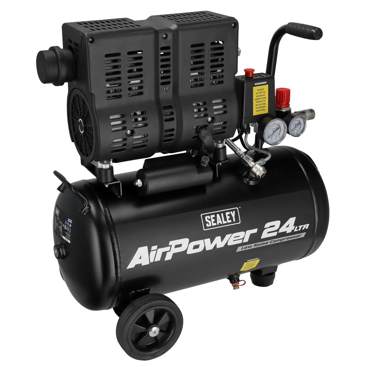 Sealey 24L Low Noise Oil Free Direct Drive Air Compressor 1hp