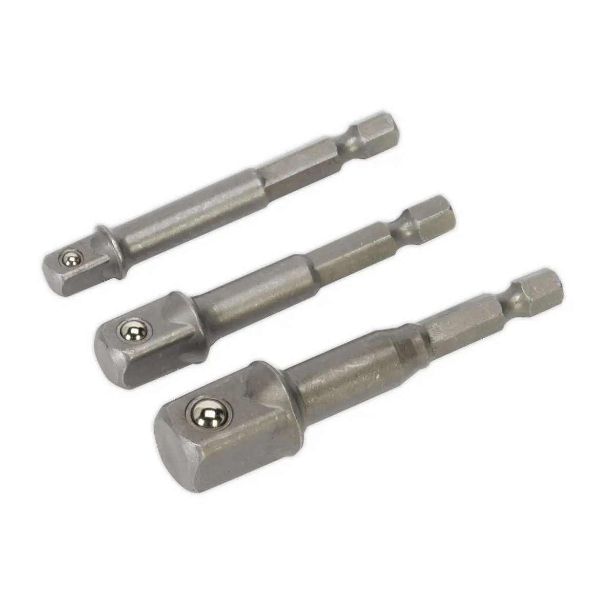Sealey 3 Piece Power Tool Socket Adaptor Set 1/4" 3/8" 1/2" Drill Converter - Image 5