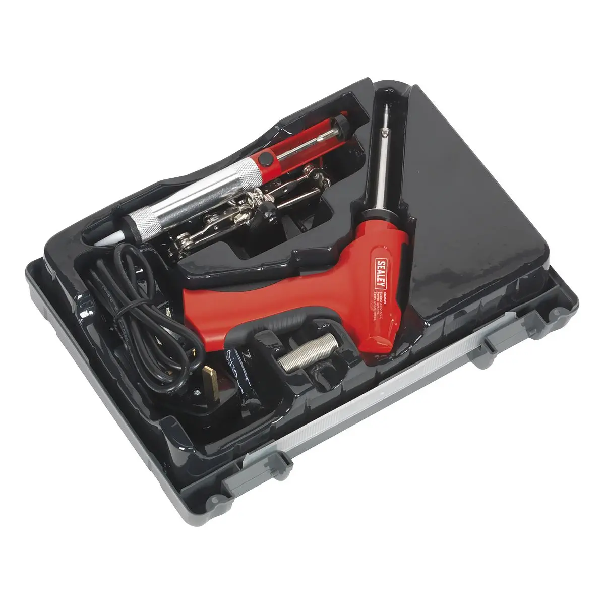 Sealey 30/100W Professional Soldering Iron Kit Solder Wire Sucker Sponge - Image 5