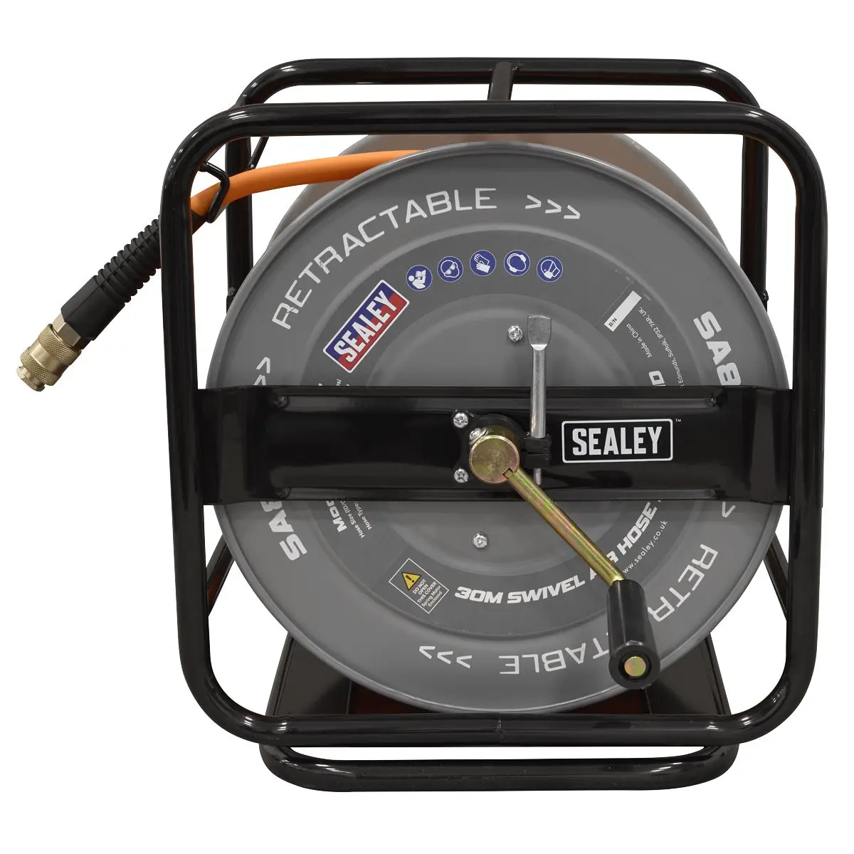 Sealey 30m Swivel Air Hose Reel 6mm ID - Image 2