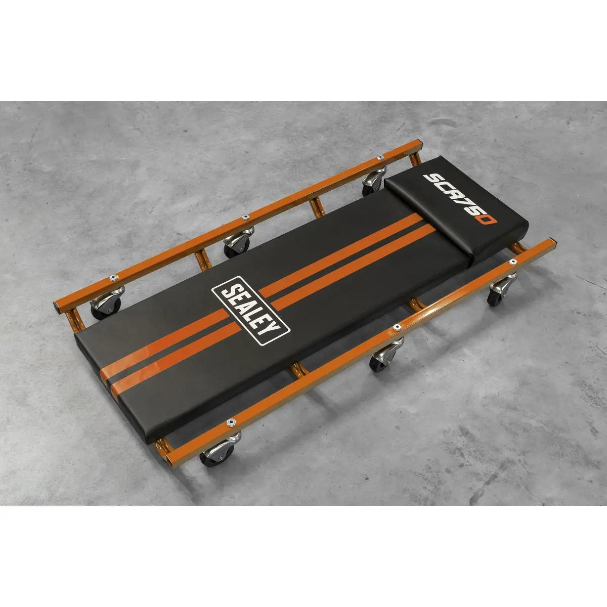 Sealey American-Style Deluxe Creeper 36" with Steel Frame & 6 Wheels - Orange - Image 3