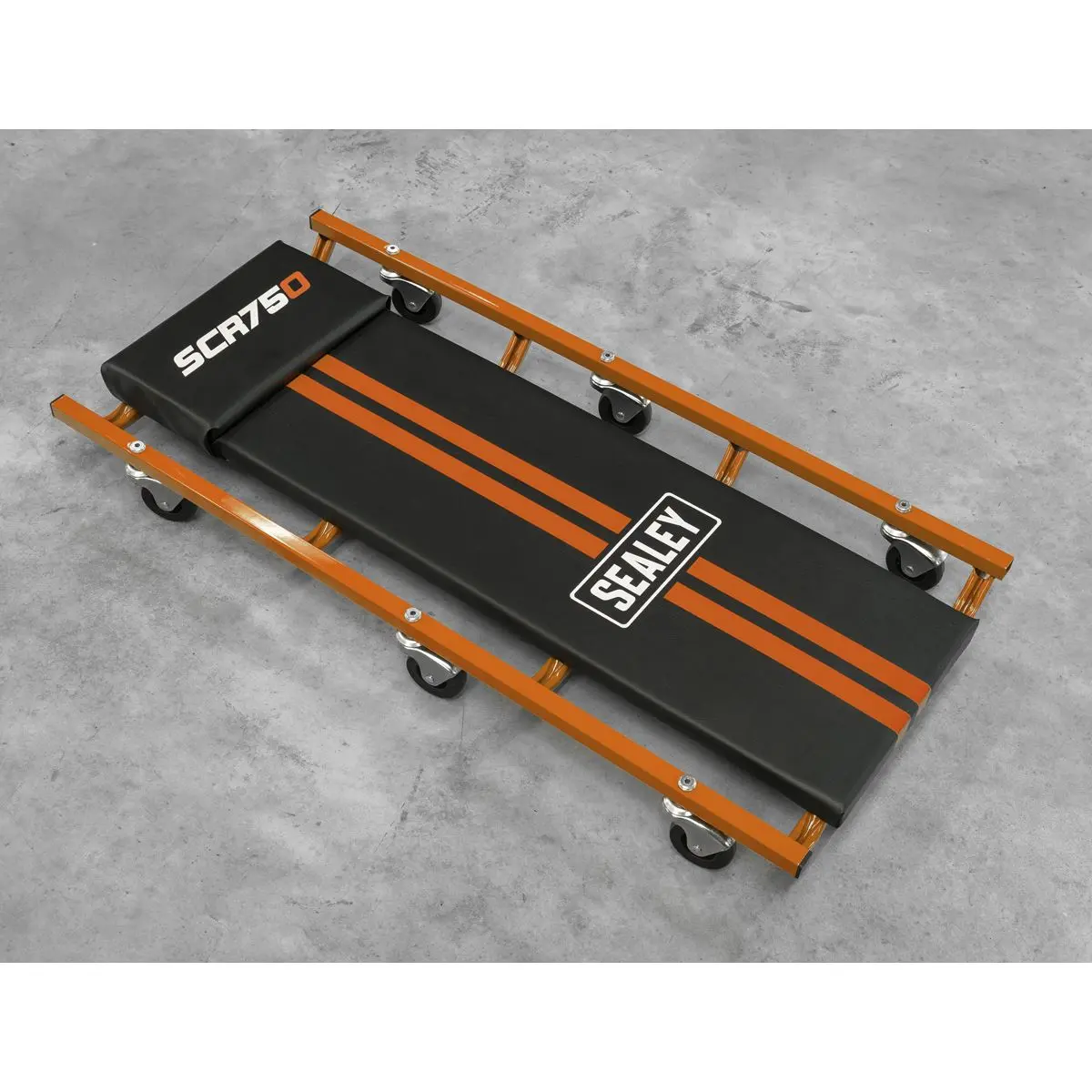 Sealey American-Style Deluxe Creeper 36" with Steel Frame & 6 Wheels - Orange - Image 7