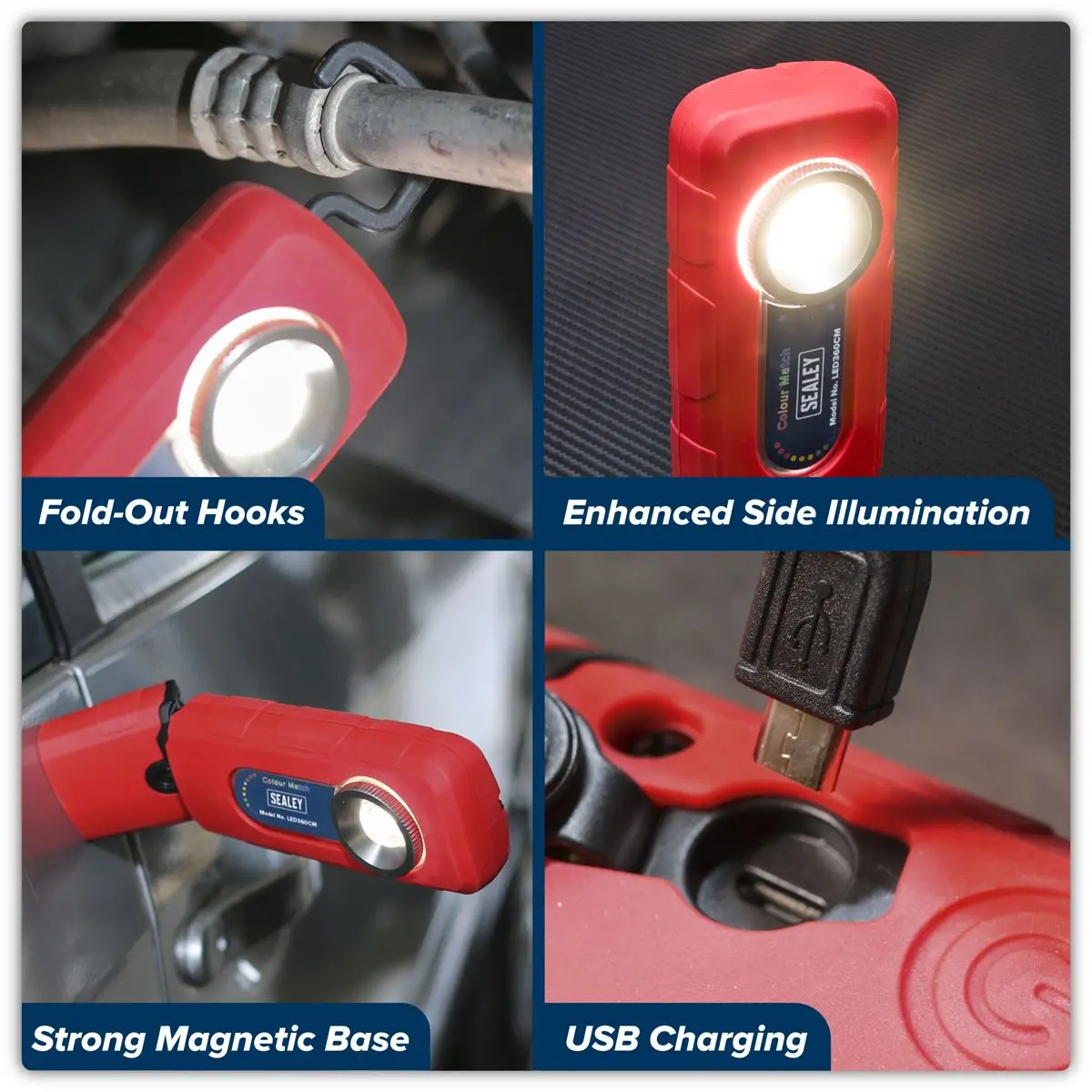Sealey 360° Rechargeable 5W COB LED Inspection Lamp Colour Matching CRI 95 - Image 21