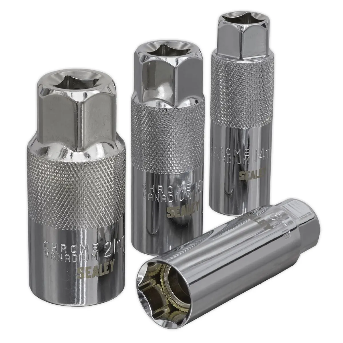 Sealey 4 Piece 3/8"Sq Drive Spark Plug Socket Set - Magnetic - Image 4