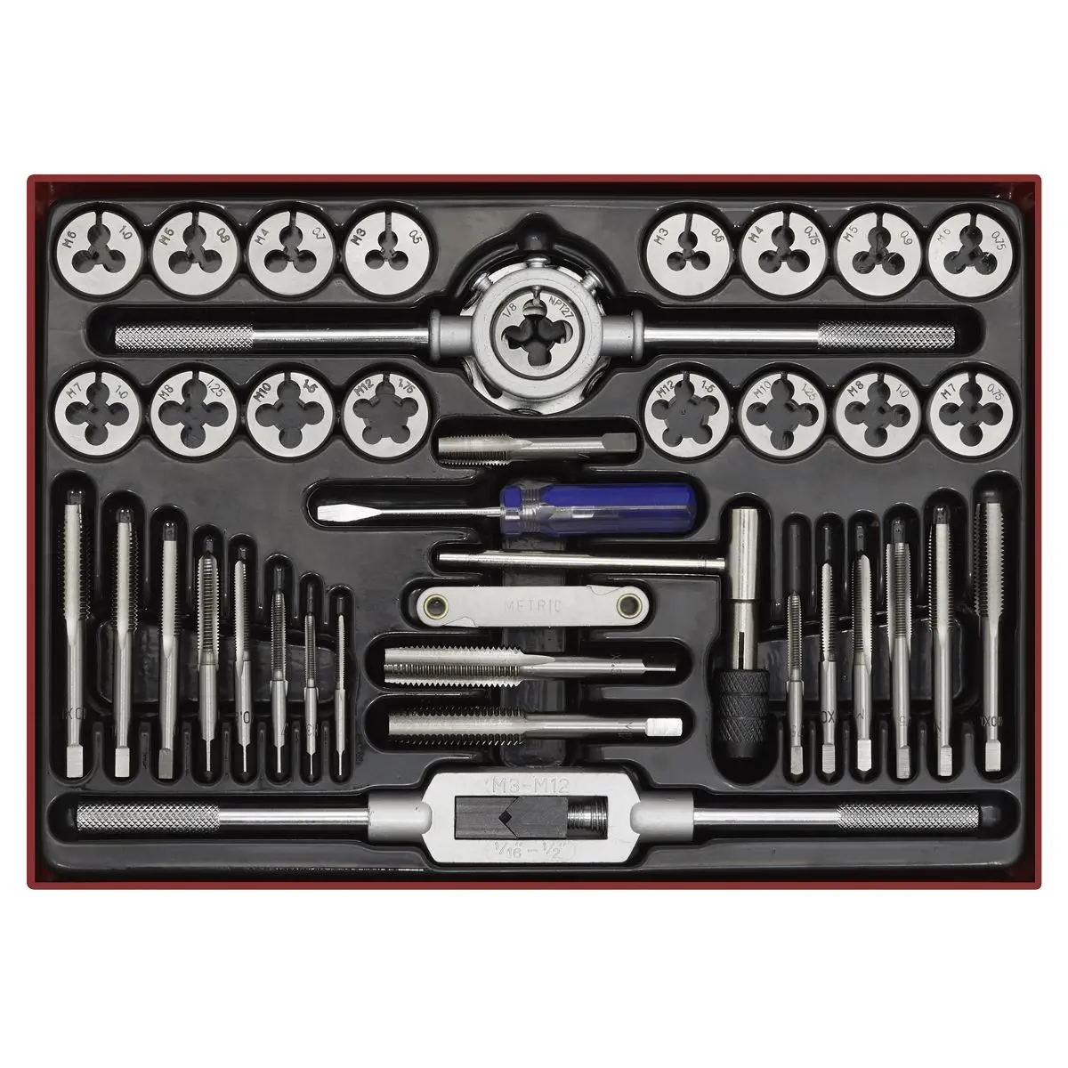 Sealey Tap and Die Set 40 Piece Split Dies Metric in Storage Case - Image 3