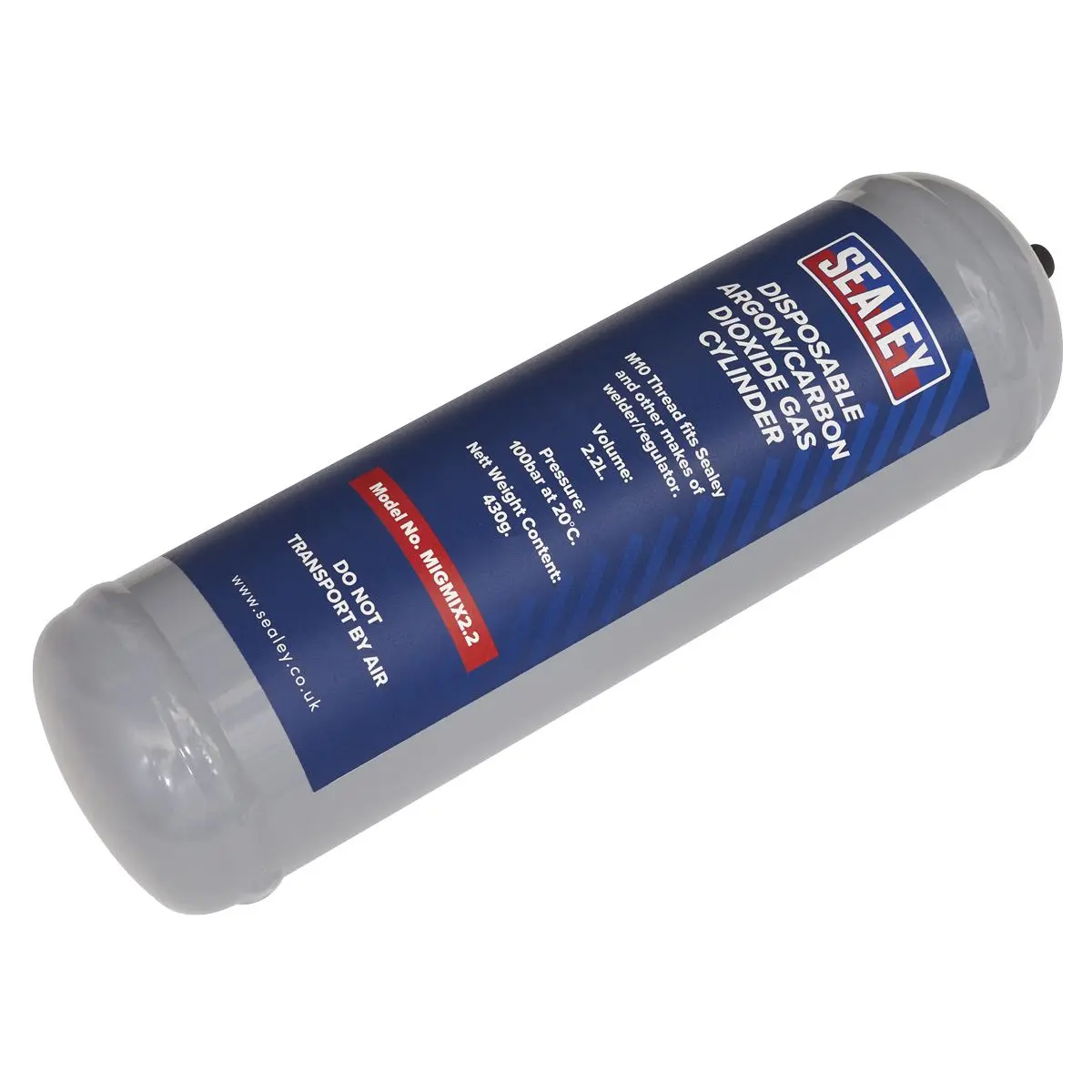Sealey 430g 2.2L, Disposable Argon/Carbon Dioxide Gas Cylinder - Pack of 4 - Image 3