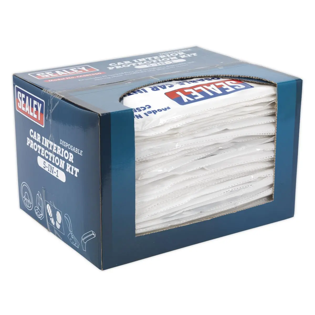 Sealey 5 in 1 Disposable Car Interior Protection Kit - Box of 50 Sets Seat Cover - Image 8