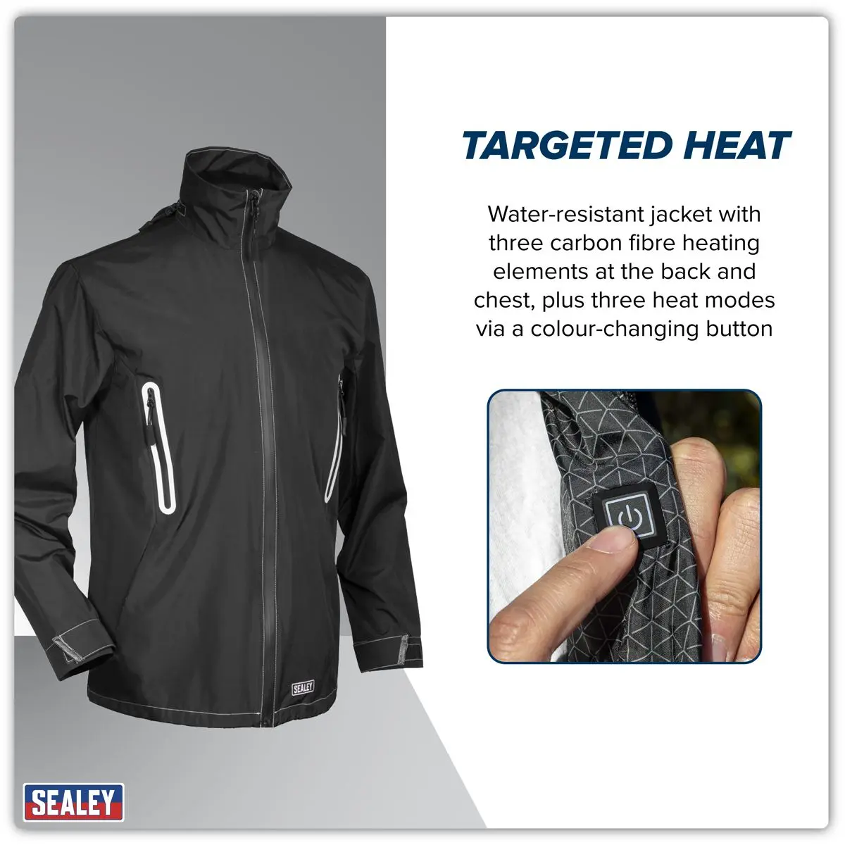 Sealey 5V Heated Rain Jacket with Power Bank 20Ah - X-Large - Image 4