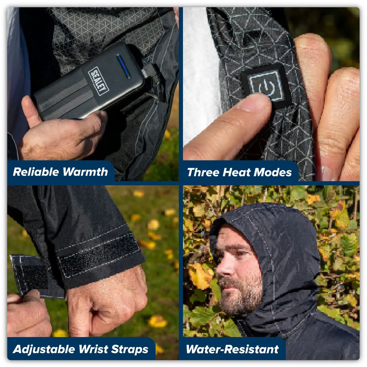 Sealey 5V Heated Rain Jacket with Power Bank 20Ah - Medium - Image 10