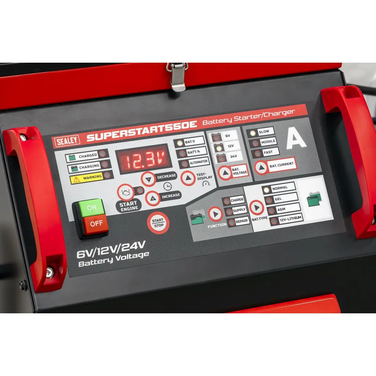 Sealey 6/12/24V Battery Starter/Charger 550A - Image 2