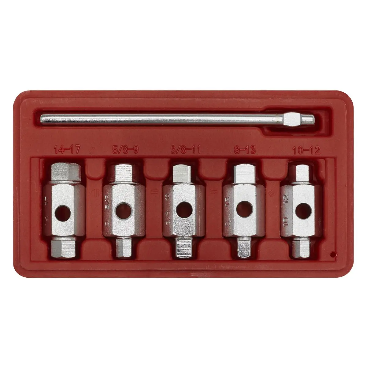Sealey 6 Piece Double End Drain Key Set Engine Gearbox Sump Plug in Case - Image 3