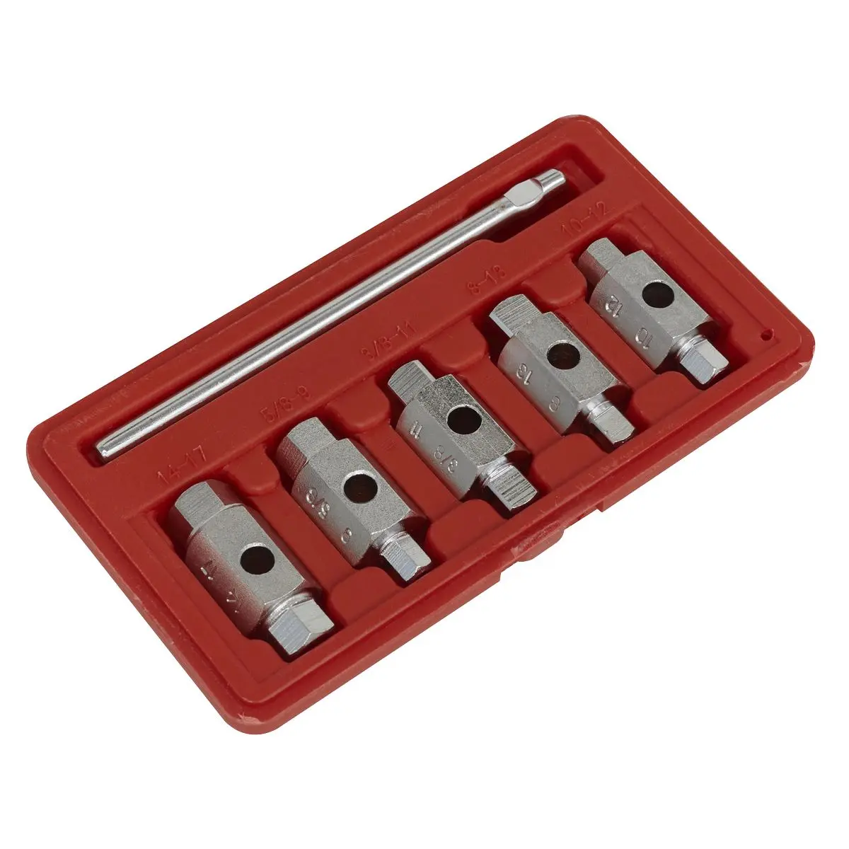 Sealey 6 Piece Double End Drain Key Set Engine Gearbox Sump Plug in Case - Image 4
