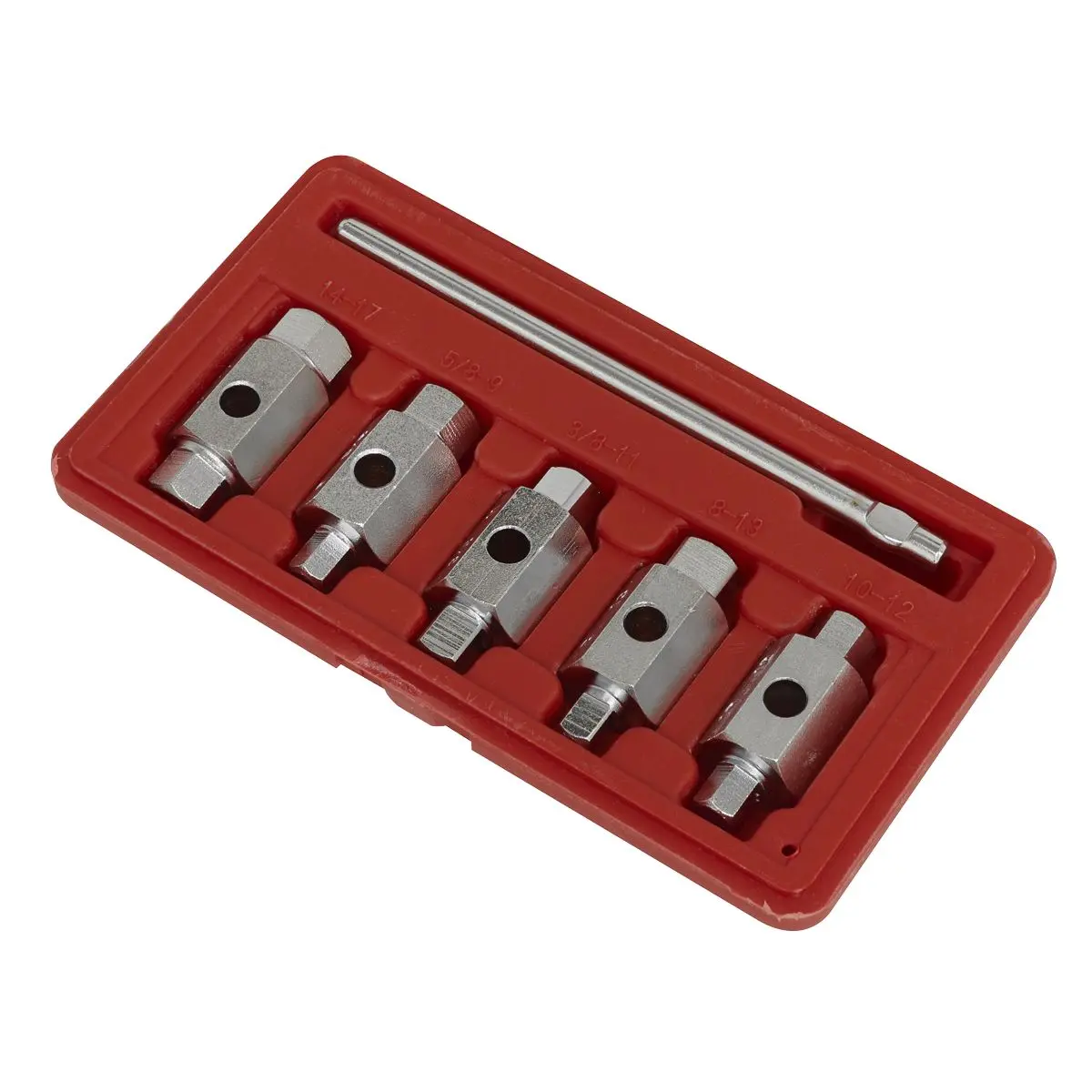 Sealey 6 Piece Double End Drain Key Set Engine Gearbox Sump Plug in Case - Image 5