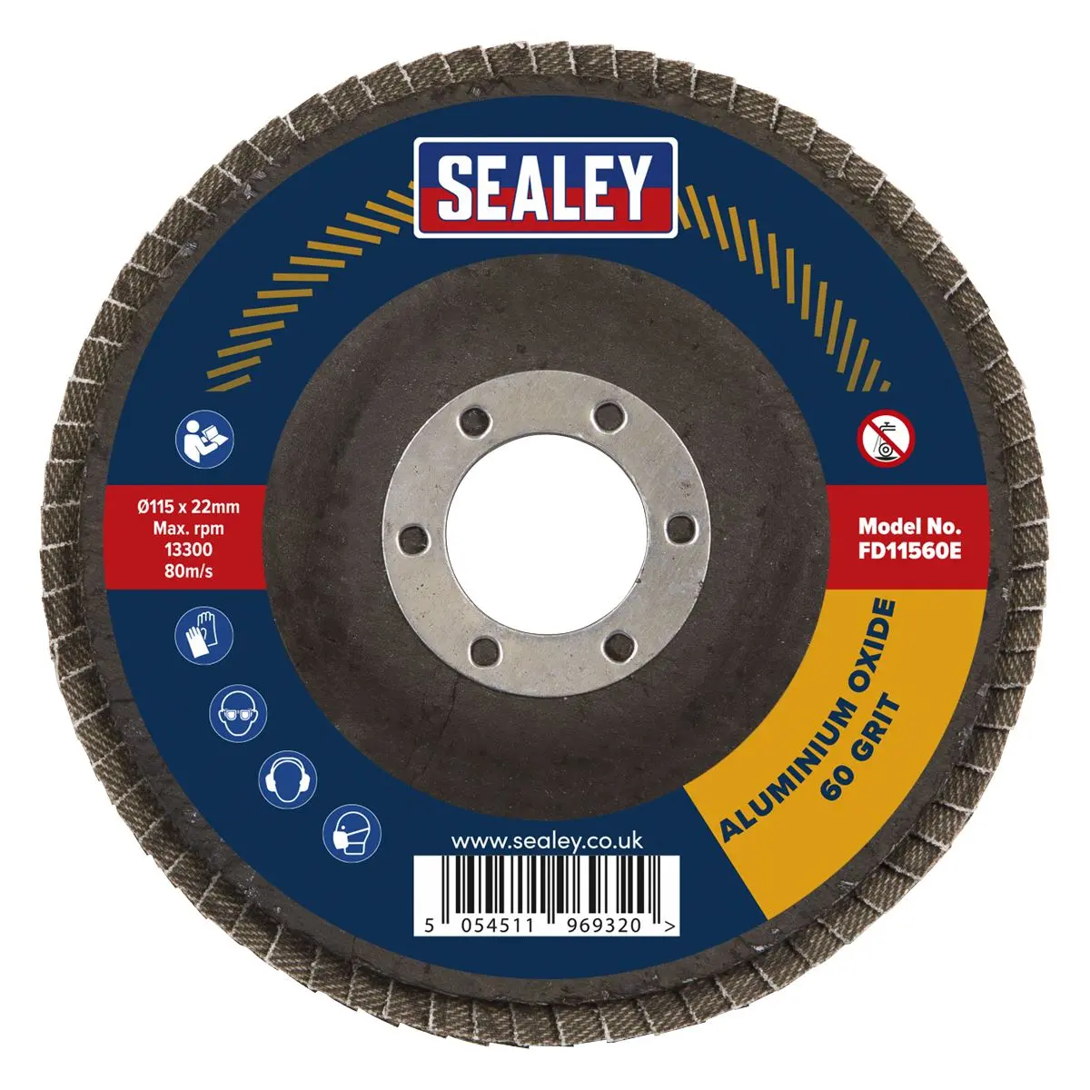Sealey 60Grit Flap Discs Aluminium Oxide Ø115mm Ø22mm Bore - Pack of 10 - Image 3