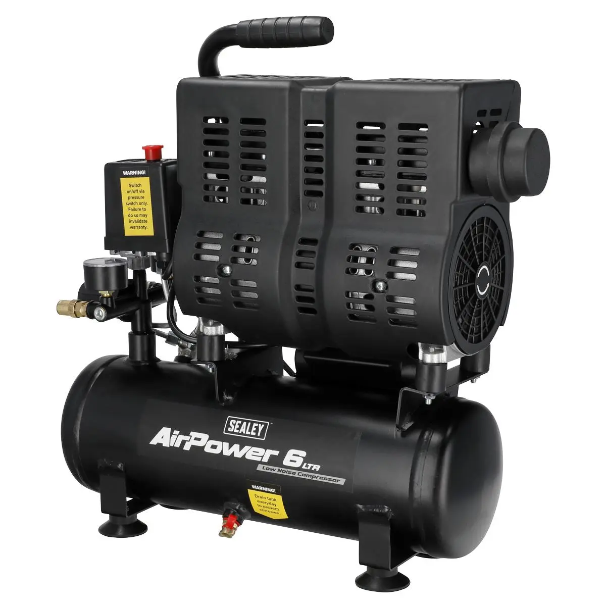 Sealey 6L Oil Free Low Noise Direct Drive Air Compressor 1hp - Image 2