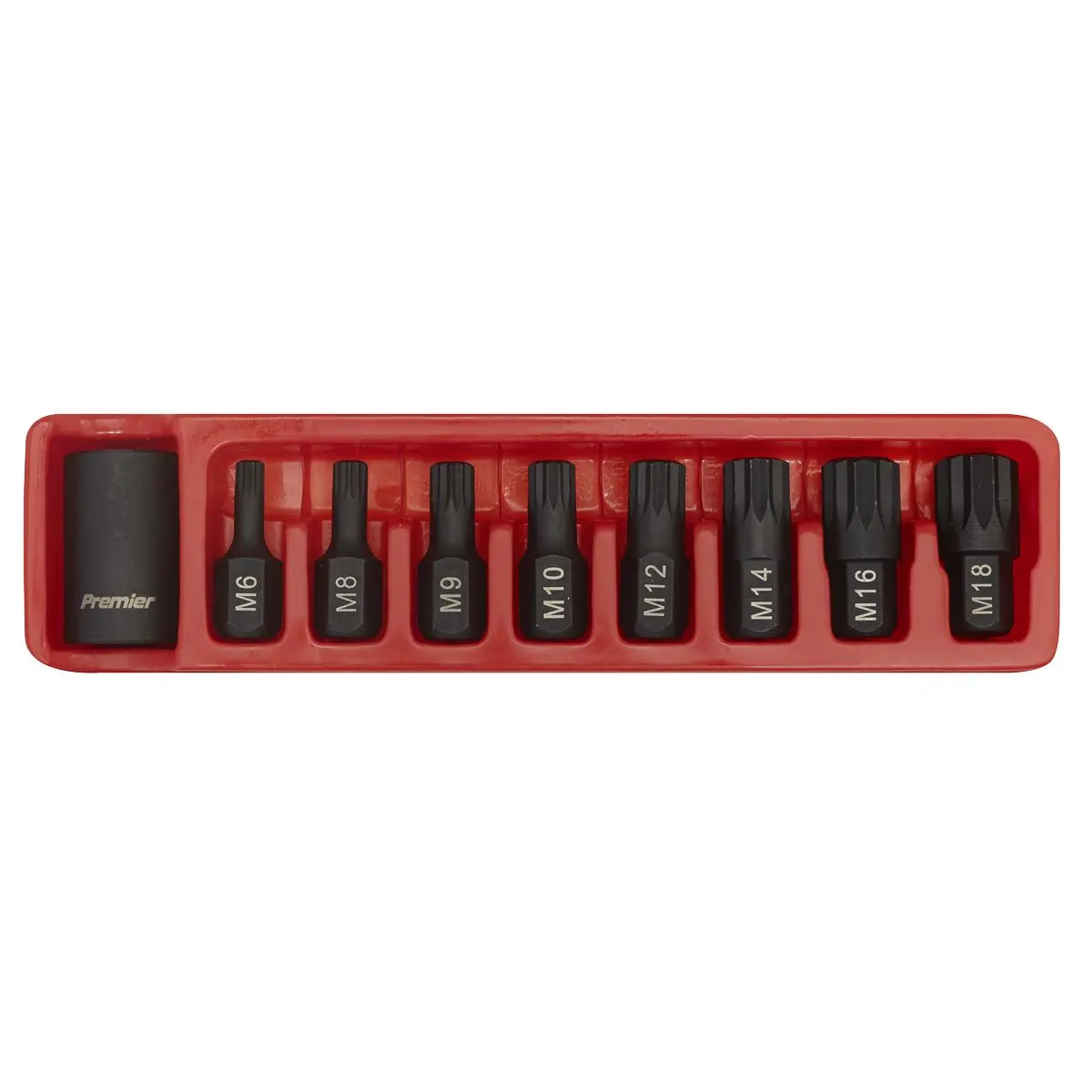 Sealey 9 Piece 1/2" Drive Spline Impact Socket Set M6-M18 1/2 - Image 4