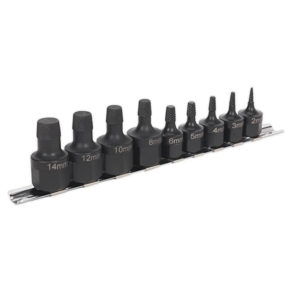 Sealey 9 Piece 2-14mm Stud Extractor Set Socket Set 3/8" & 1/2" Drive