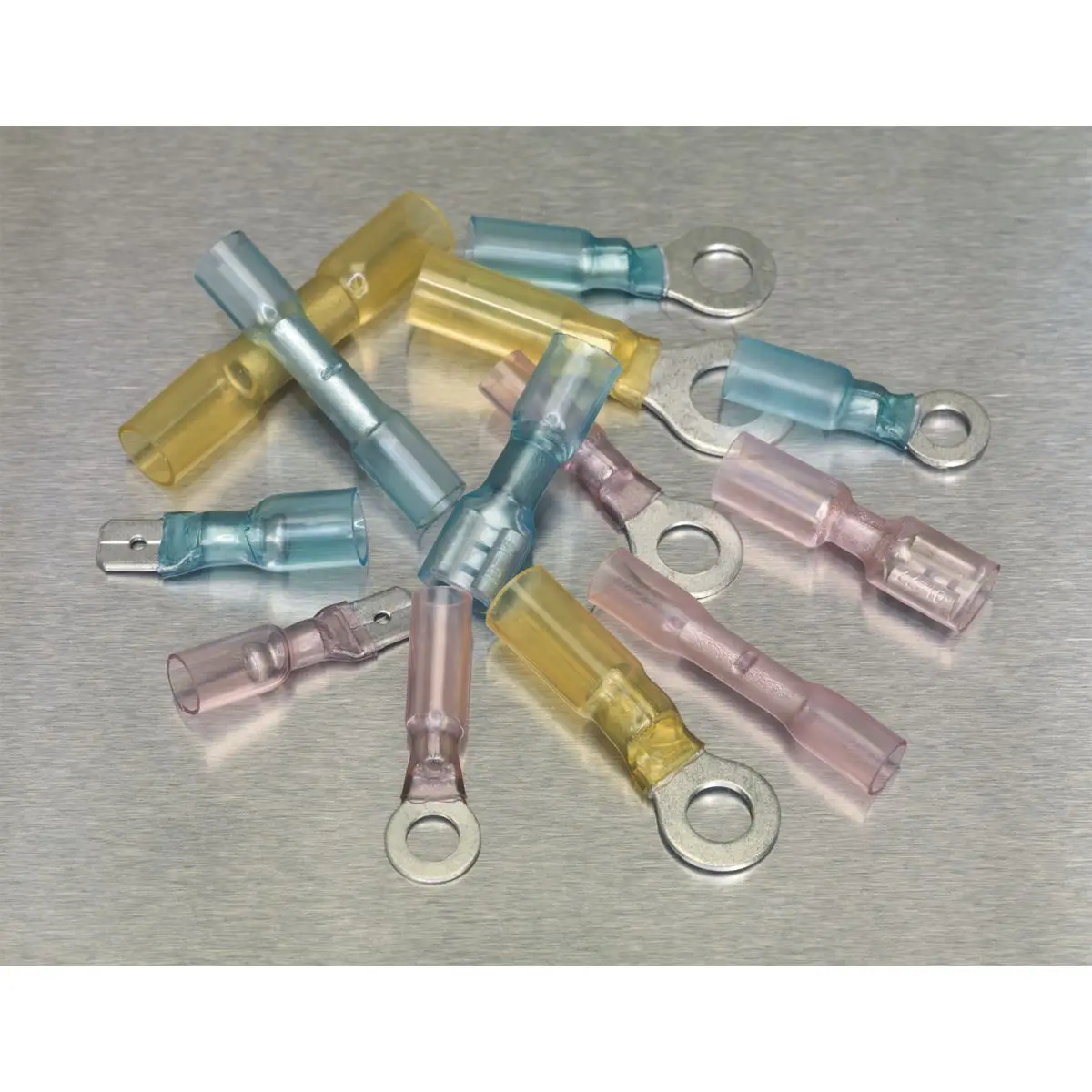 Sealey Adhesive Lined Heat Shrink Terminal Assortment 142pc Blue, Red & Yellow - Image 2