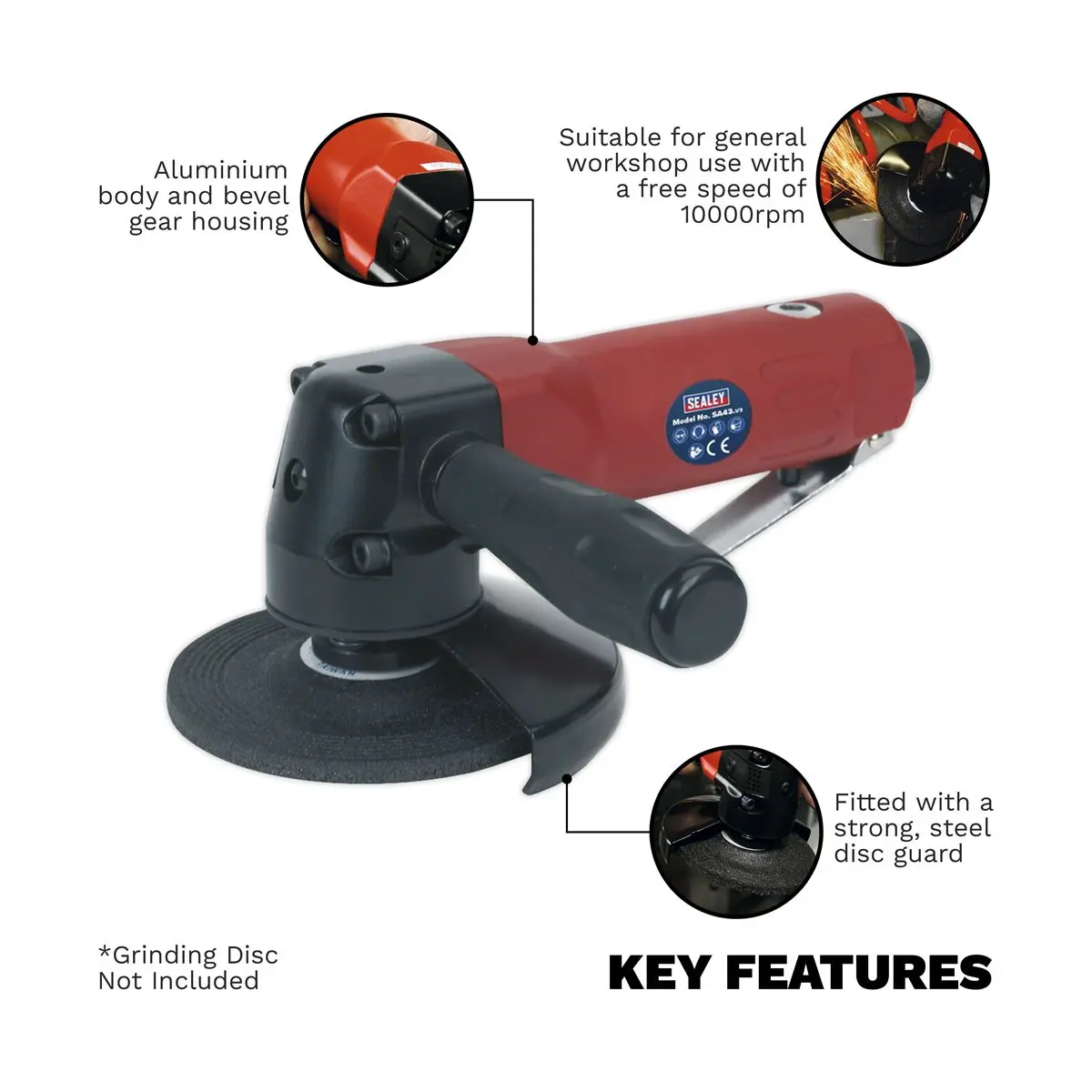 Sealey Air Angle Grinder Ø100mm Heavy-Duty - Image 3