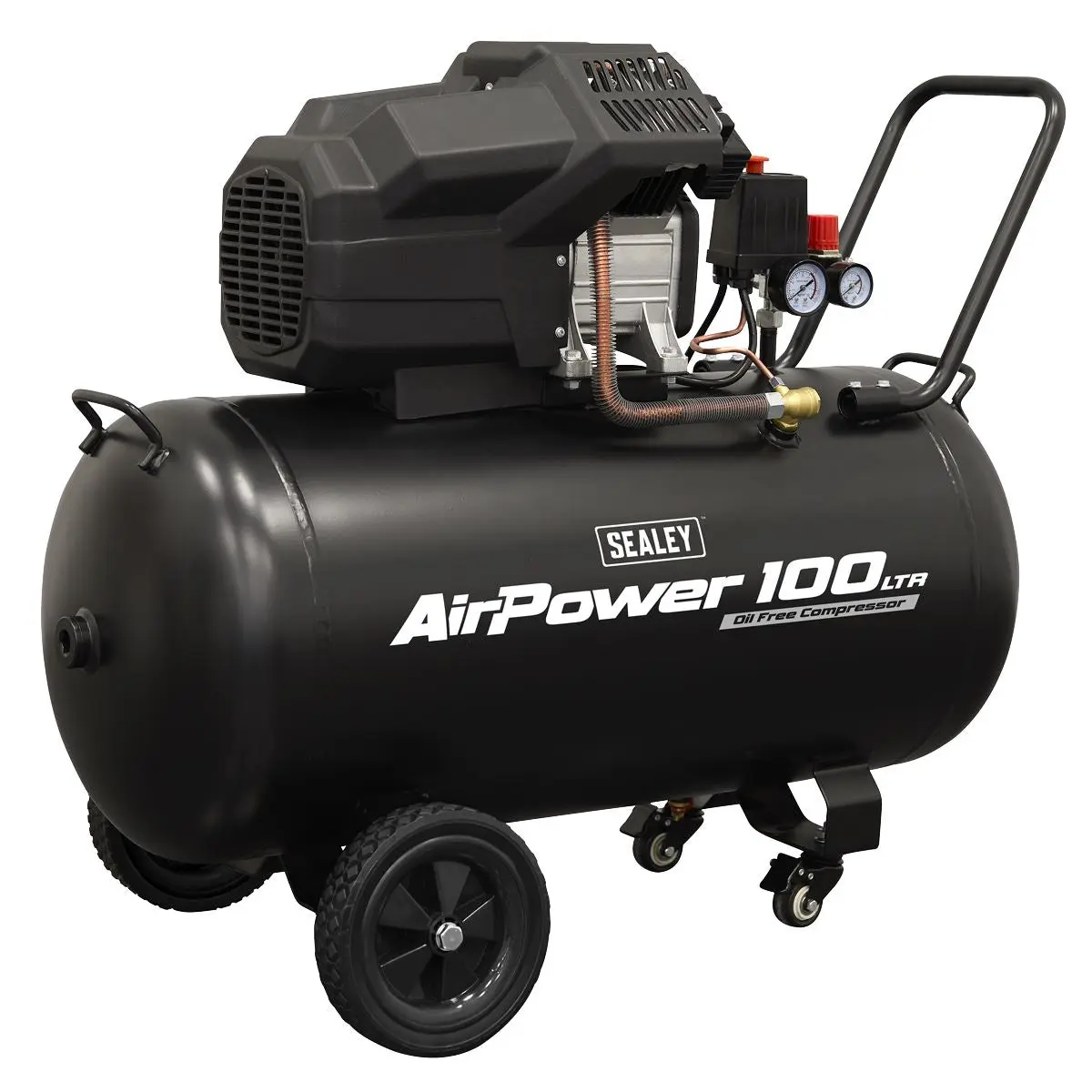 Sealey Air Compressor 100L V-Twin Oil Free Direct Drive 3hp - Image 2