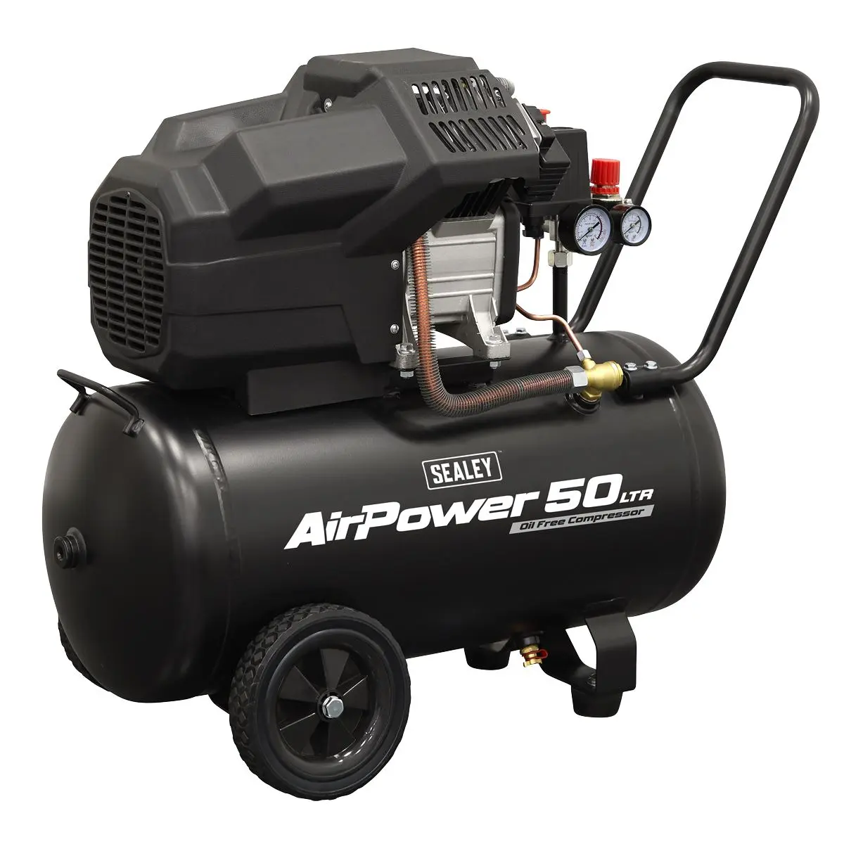 Sealey Air Compressor 50L V-Twin Oil Free Direct Drive 3hp - Image 2